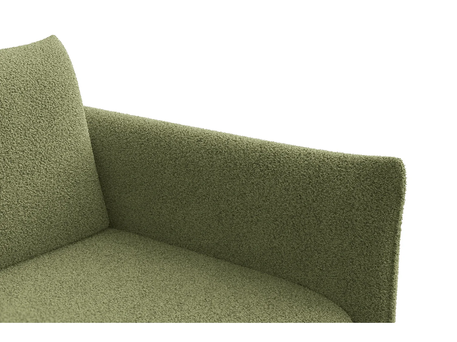 Ecksofa 3-Sitzer links TAUER, Bouclé-Stoff grün