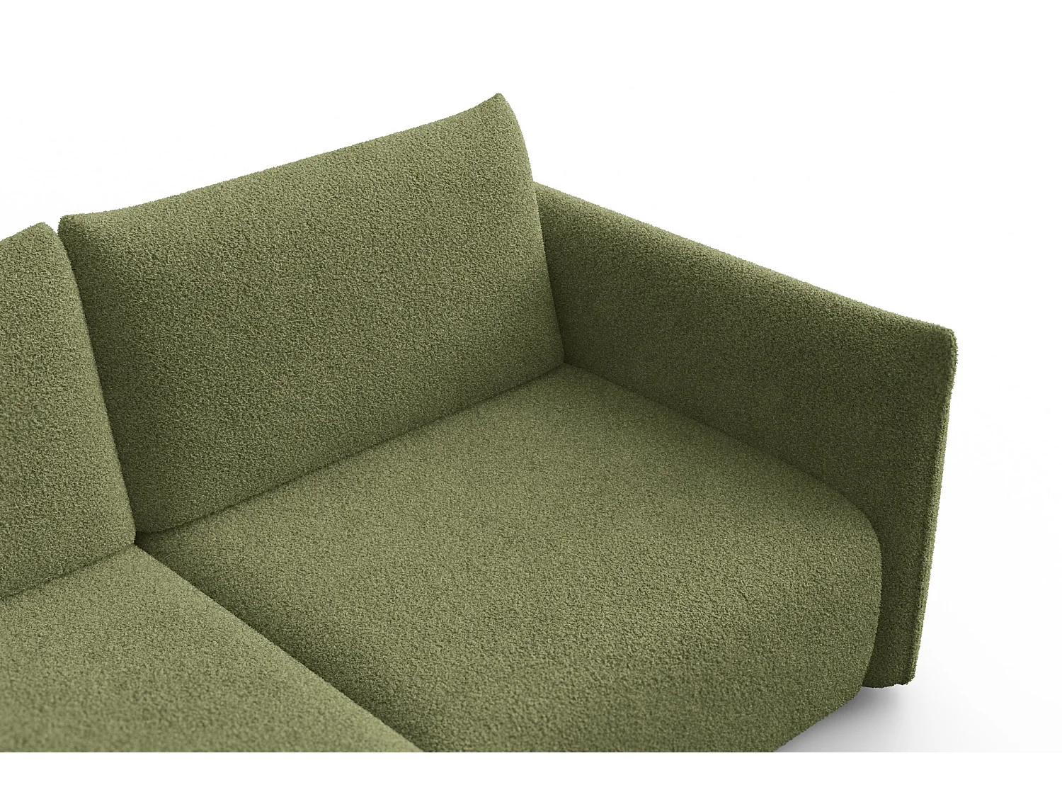 Ecksofa 3-Sitzer links TAUER, Bouclé-Stoff grün