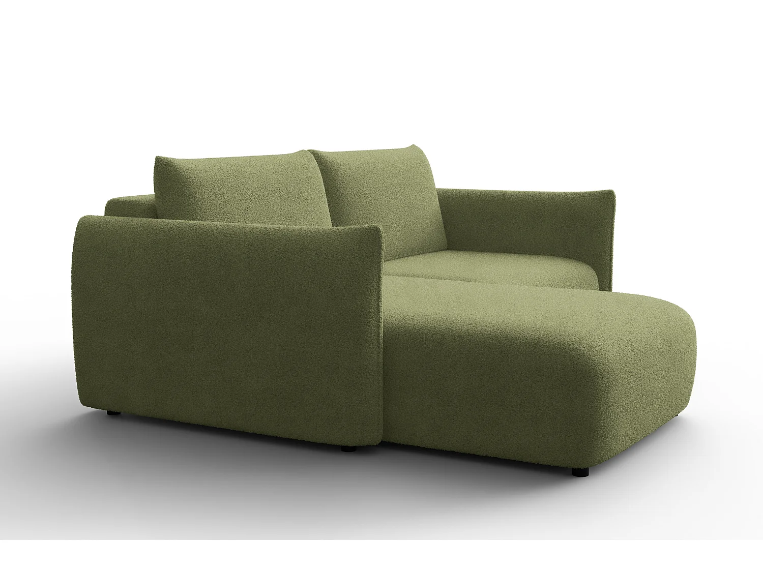 Ecksofa 3-Sitzer links TAUER, Bouclé-Stoff grün