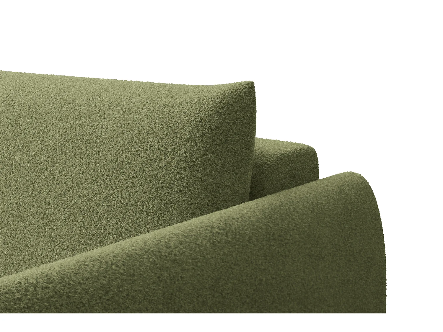 Ecksofa 3-Sitzer links TAUER, Bouclé-Stoff grün