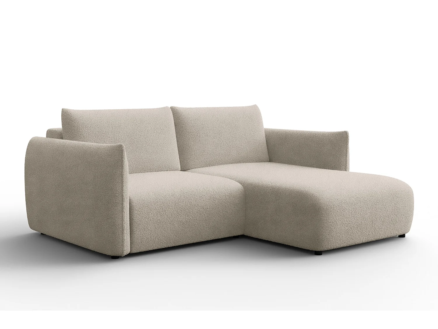 Ecksofa 3-Sitzer rechts TAUER, Bouclé-Stoff beige