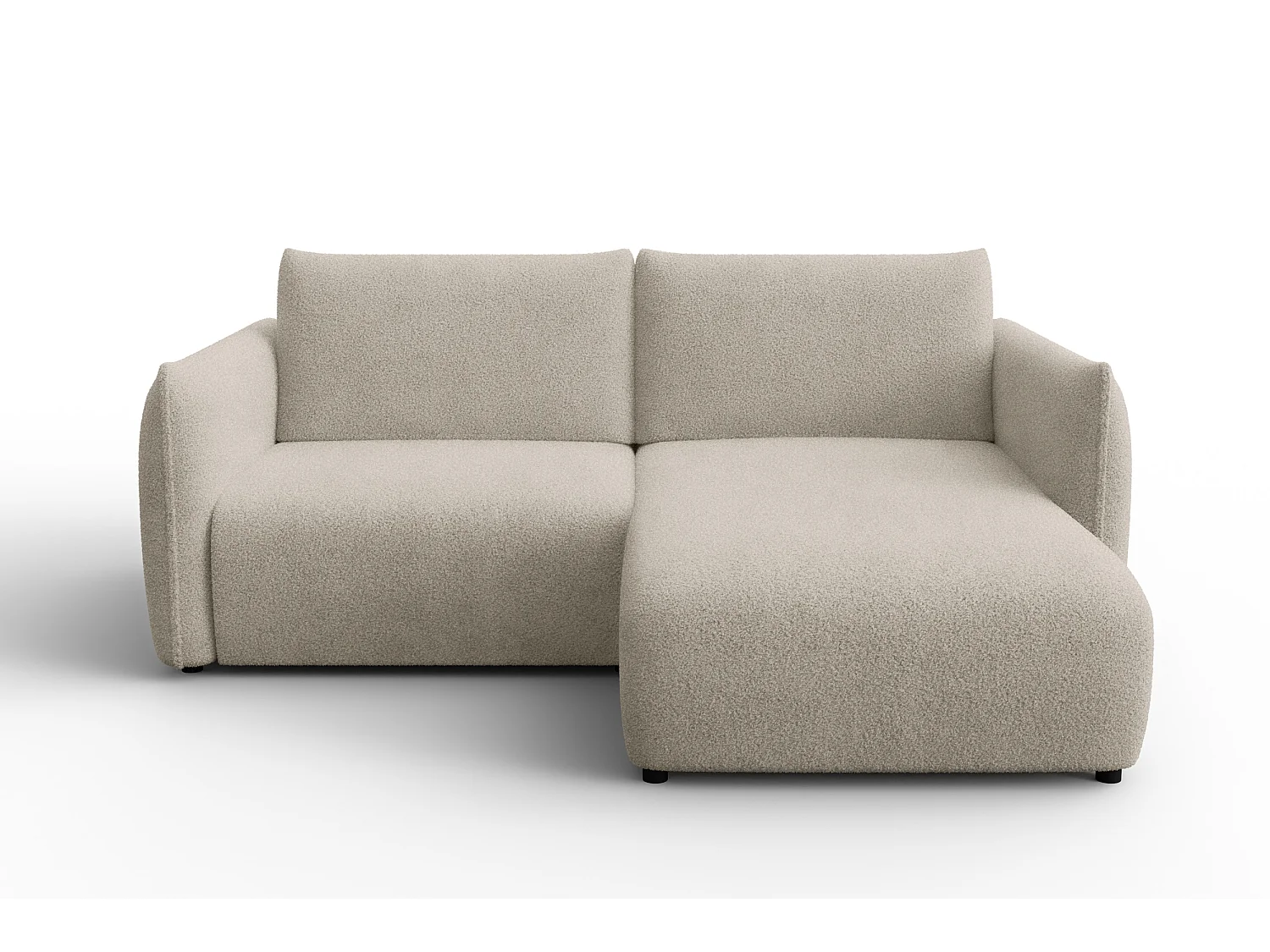 Ecksofa 3-Sitzer rechts TAUER, Bouclé-Stoff beige