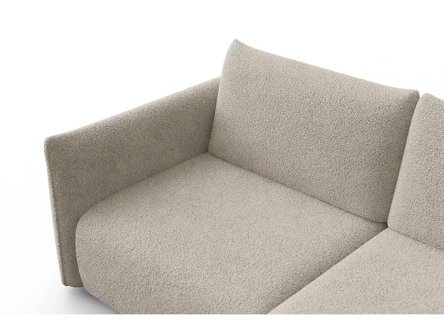 Ecksofa 3-Sitzer rechts TAUER, Bouclé-Stoff beige