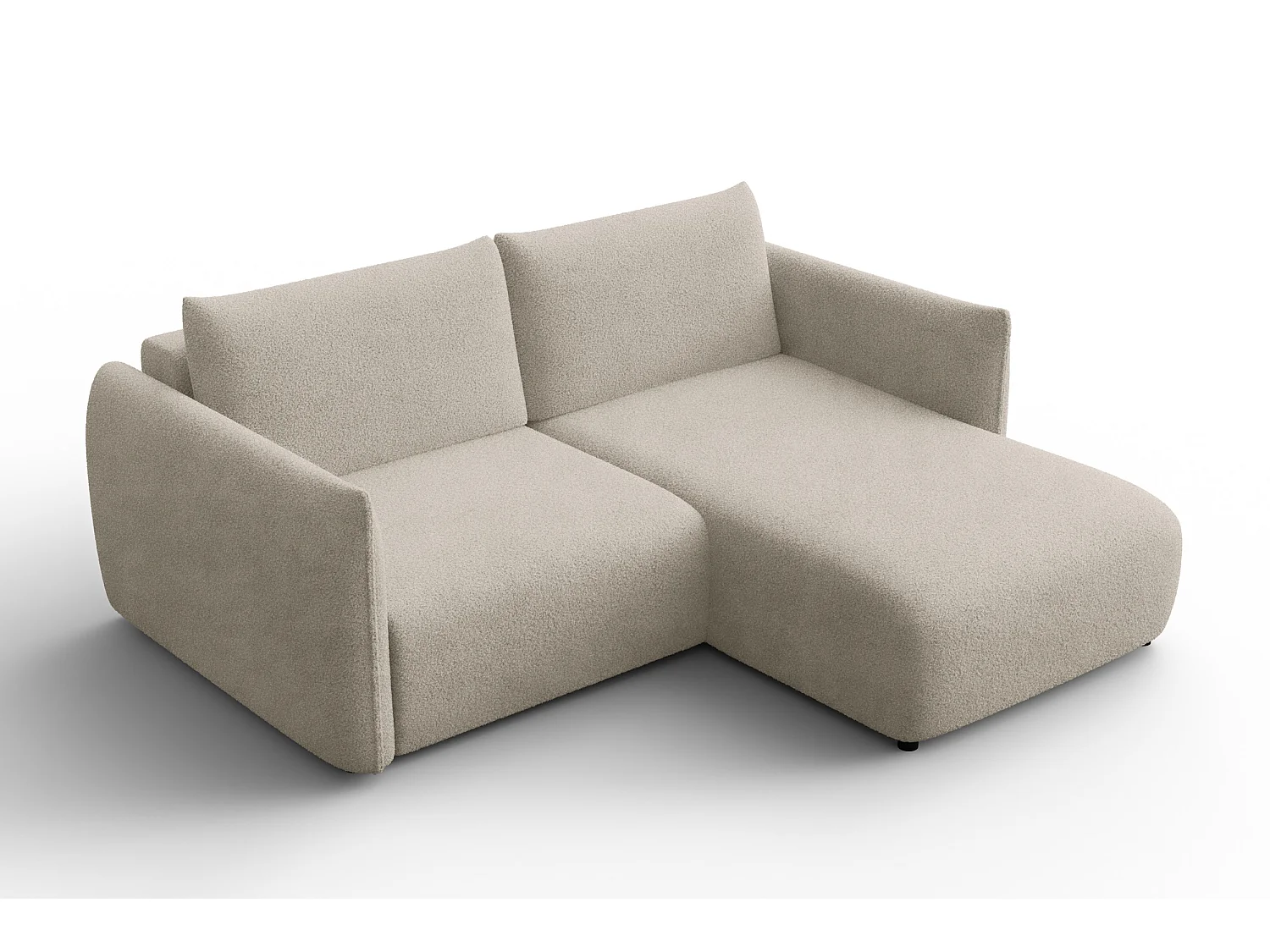 Ecksofa 3-Sitzer rechts TAUER, Bouclé-Stoff beige