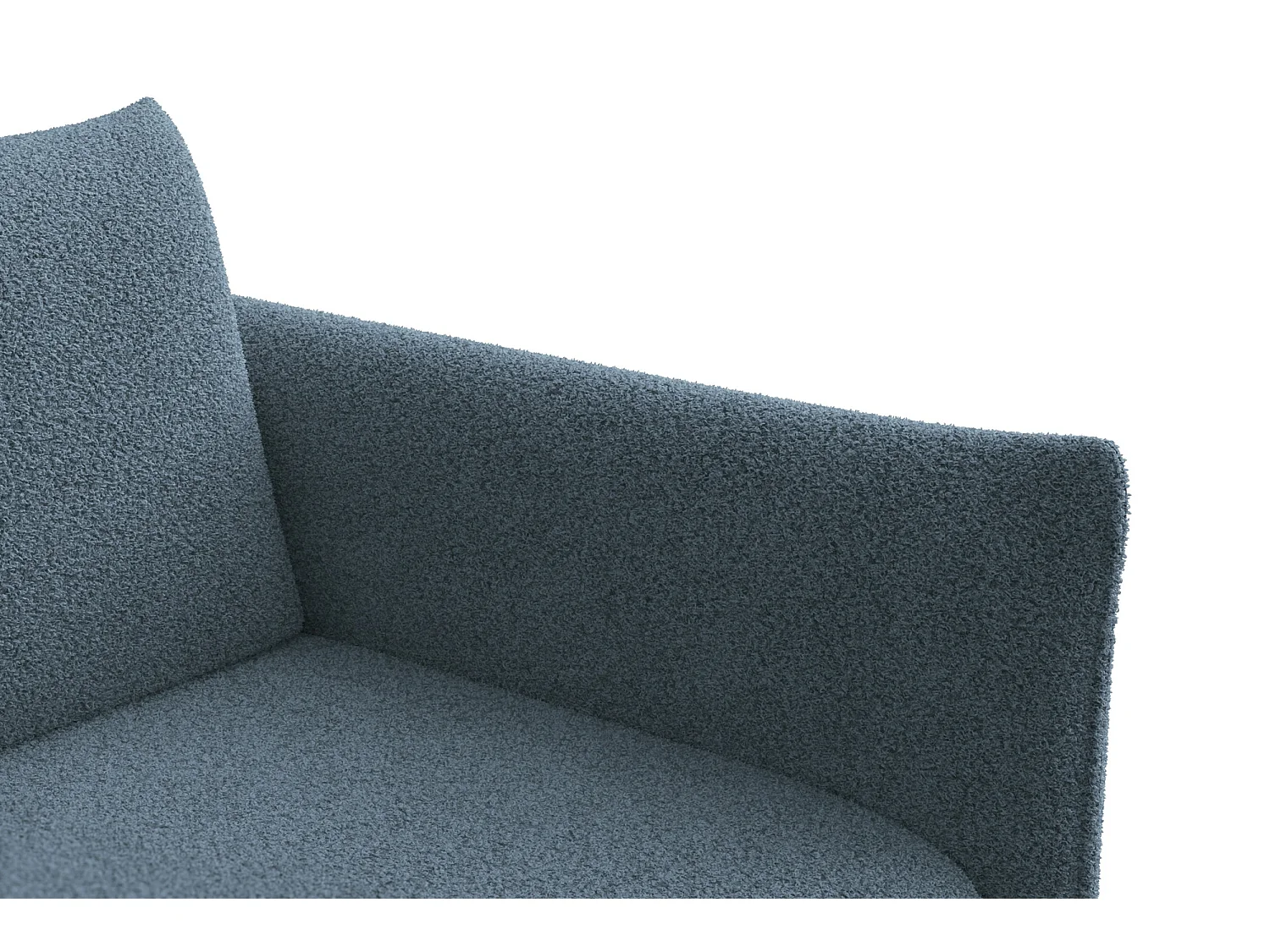 Ecksofa 3-Sitzer links TAUER, Bouclé-Stoff blau