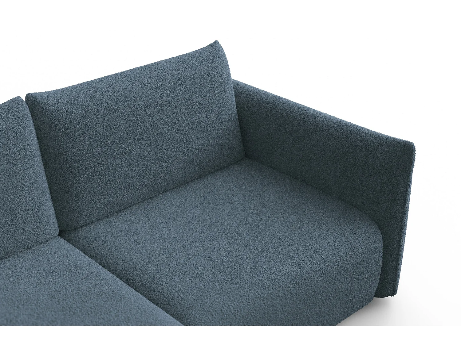 Ecksofa 3-Sitzer links TAUER, Bouclé-Stoff blau