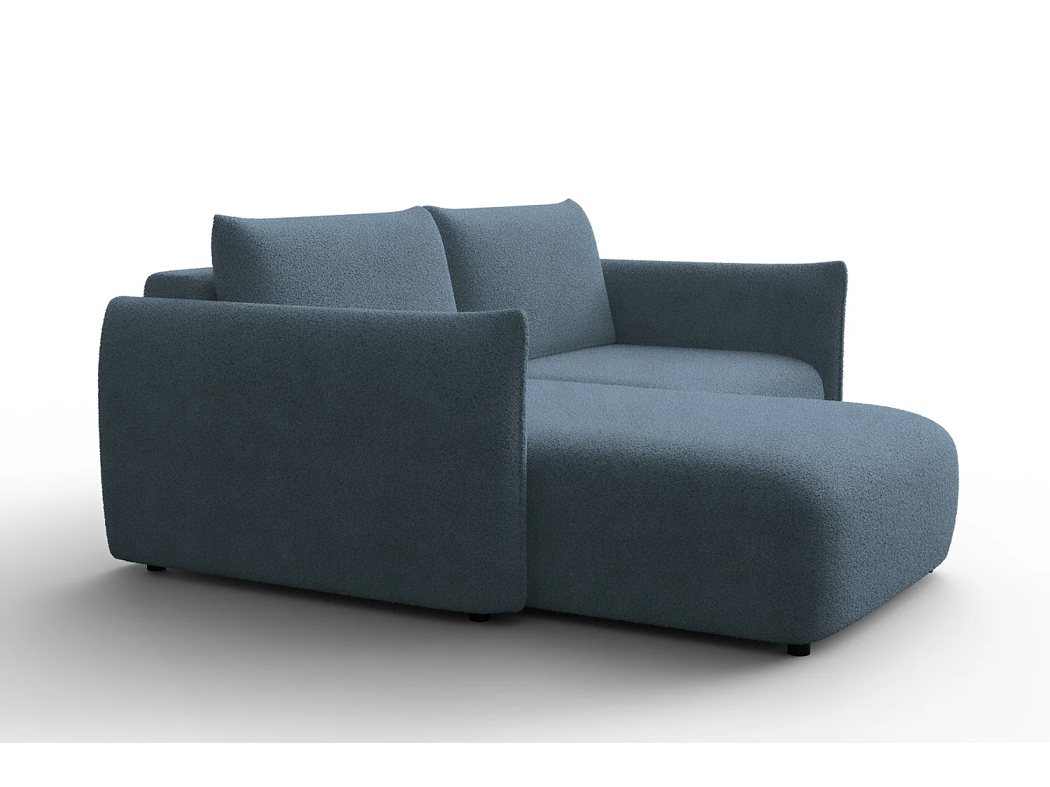 Ecksofa 3-Sitzer links TAUER, Bouclé-Stoff blau