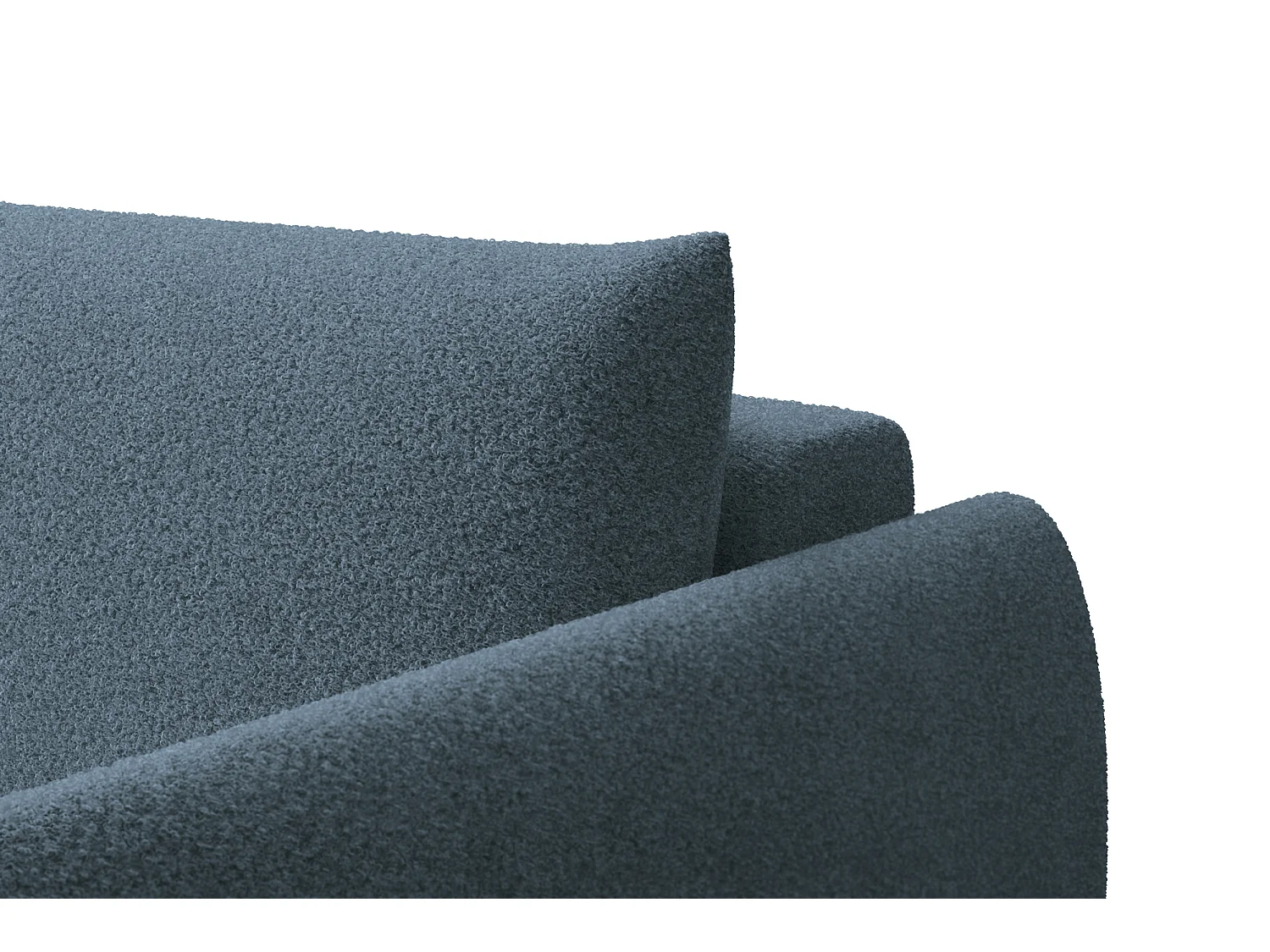 Ecksofa 3-Sitzer links TAUER, Bouclé-Stoff blau