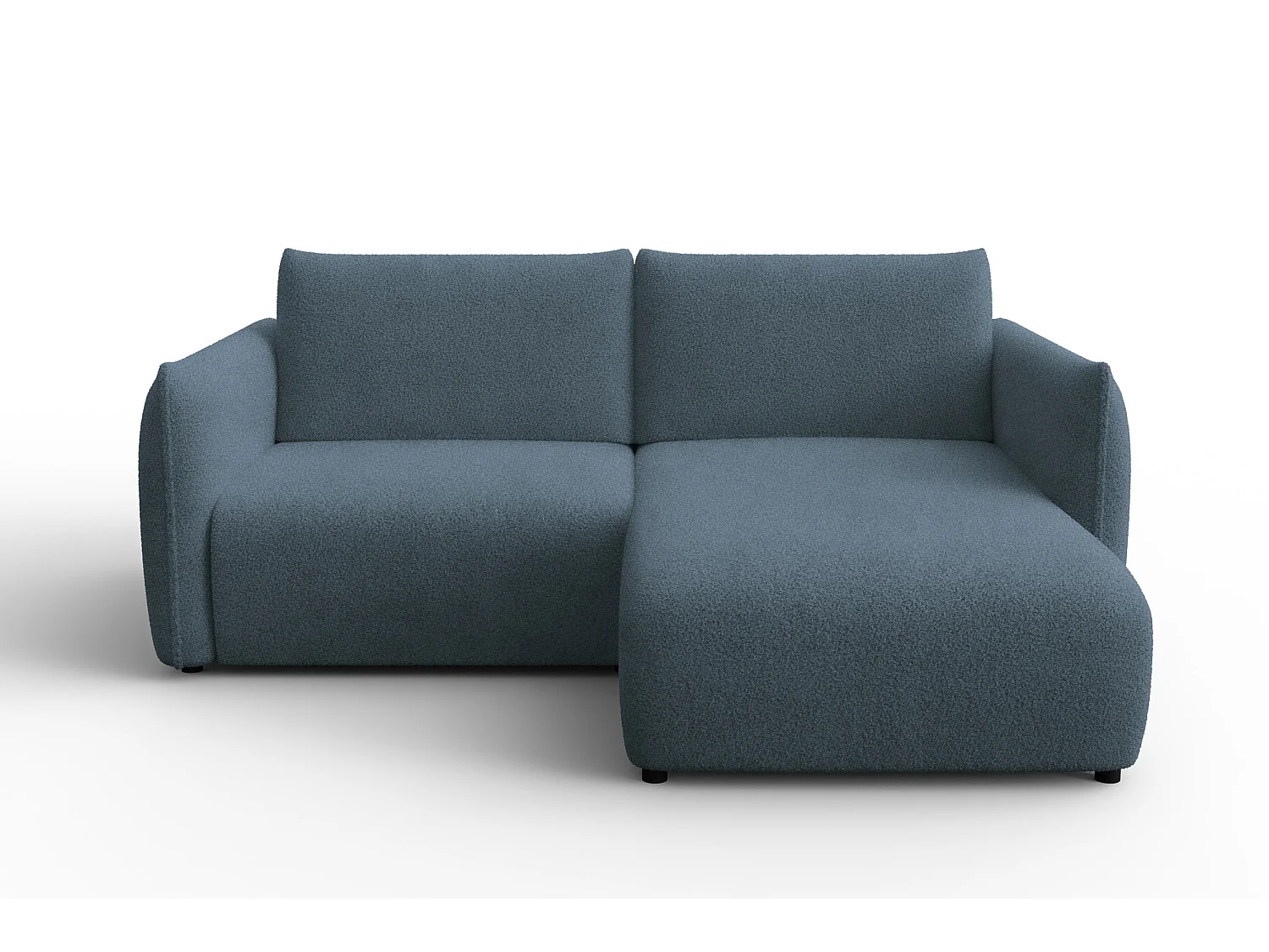 CANAPÉ D'ANGLE TAUER 3 places droit, tissu bouclé bleu