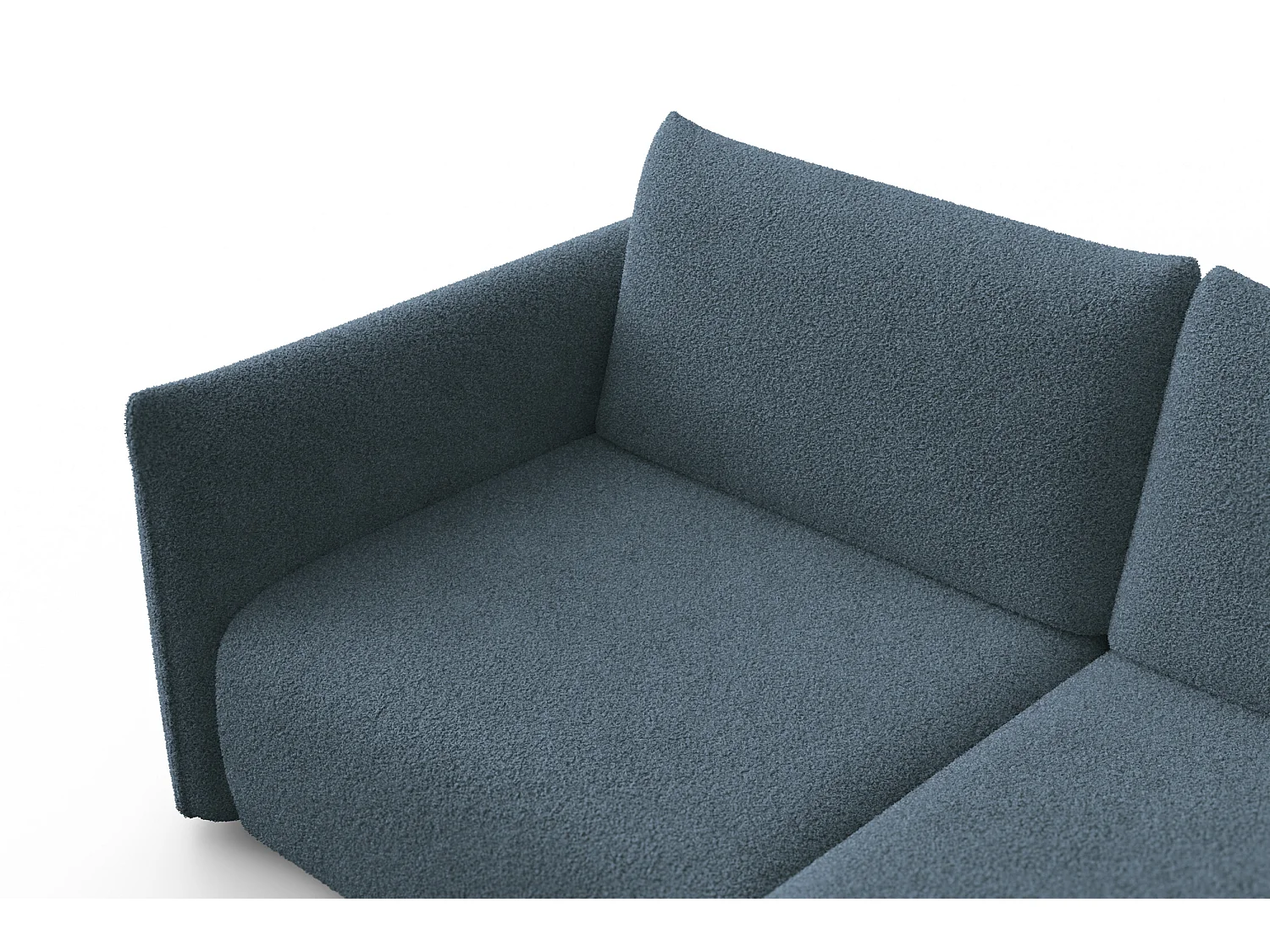 CANAPÉ D'ANGLE TAUER 3 places droit, tissu bouclé bleu