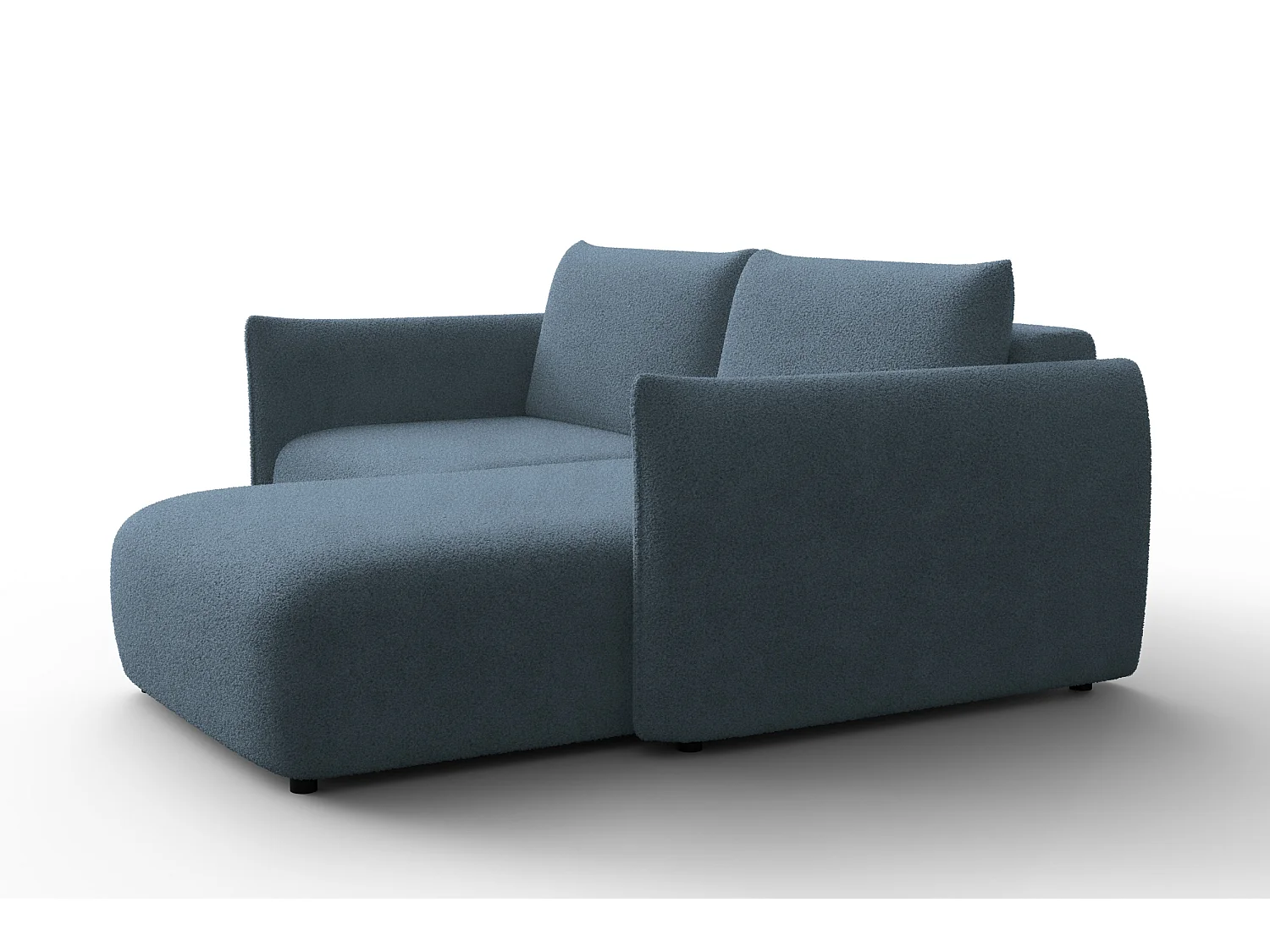 CANAPÉ D'ANGLE TAUER 3 places droit, tissu bouclé bleu