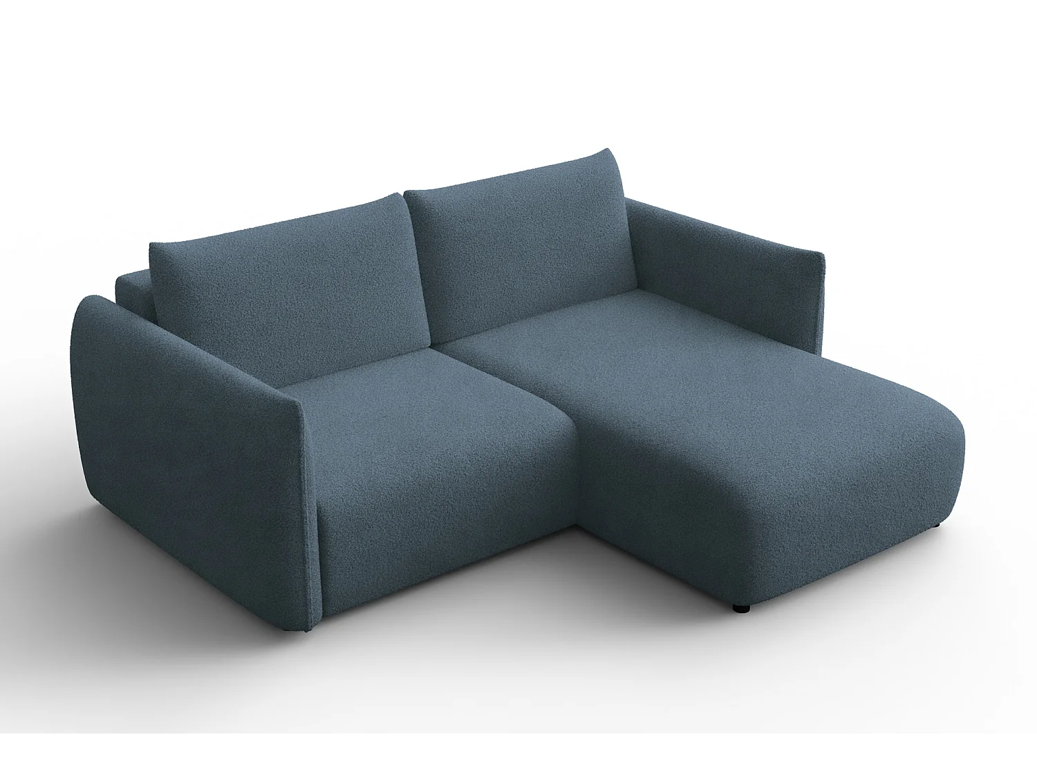 CANAPÉ D'ANGLE TAUER 3 places droit, tissu bouclé bleu