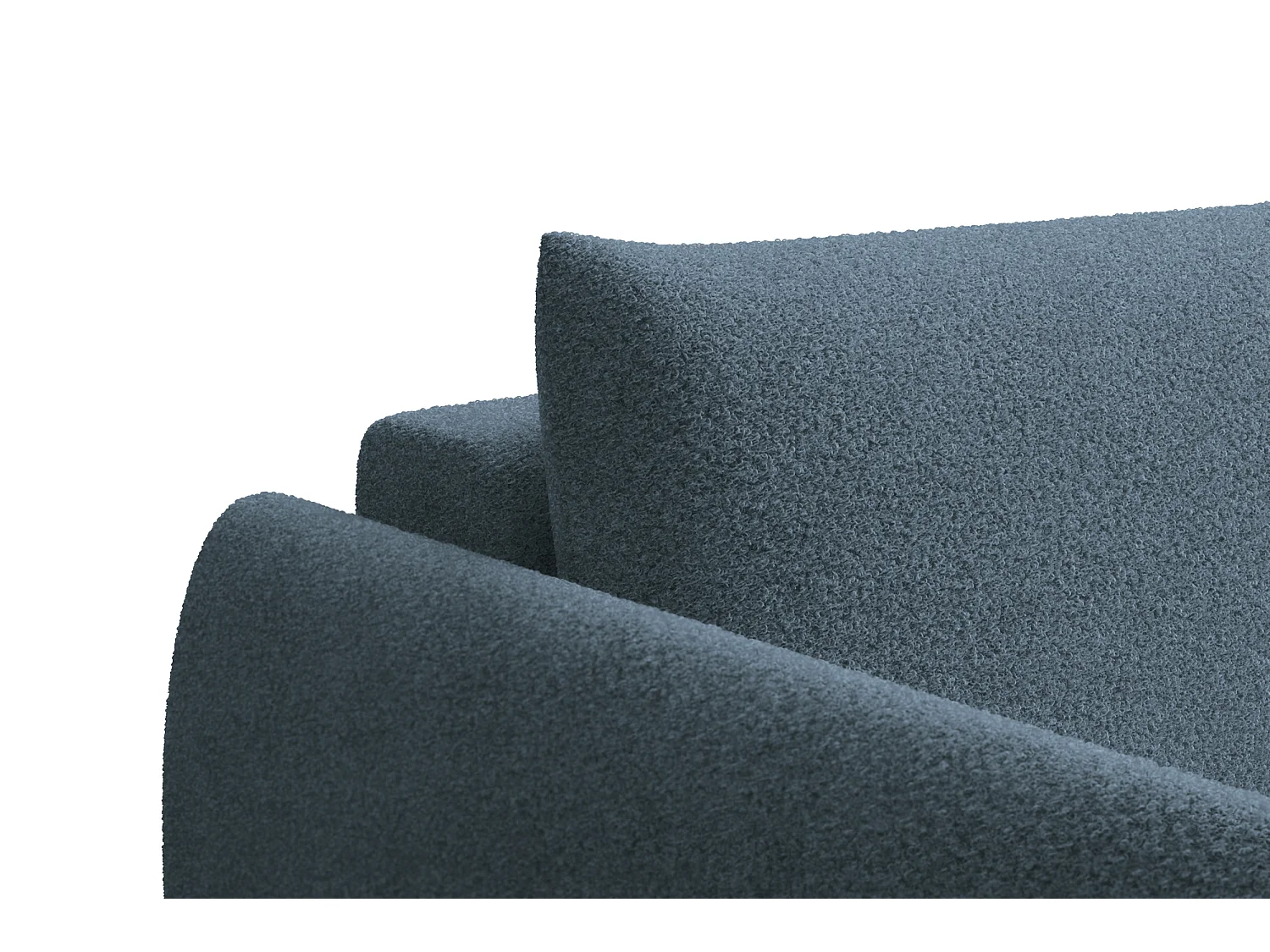 CANAPÉ D'ANGLE TAUER 3 places droit, tissu bouclé bleu