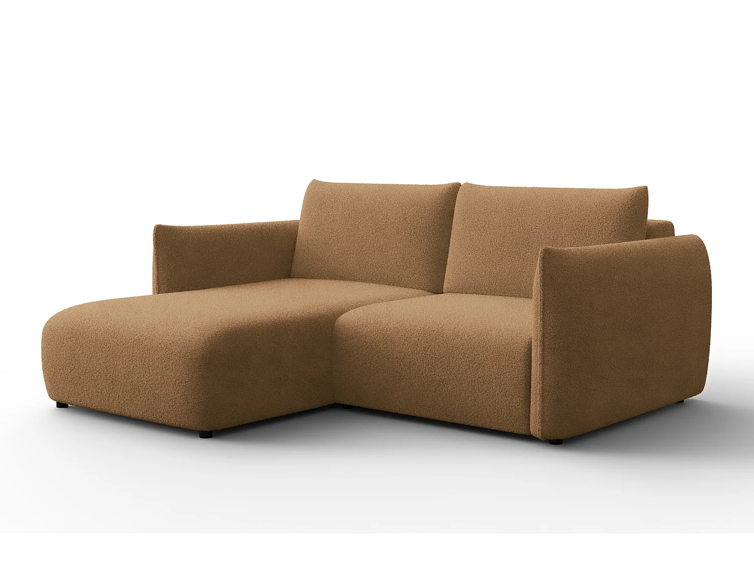Ecksofa 3-Sitzer links TAUER, Bouclé-Stoff braun