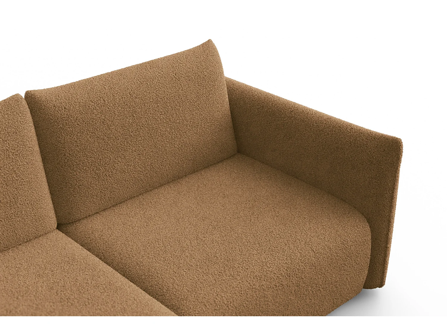 Ecksofa 3-Sitzer links TAUER, Bouclé-Stoff braun