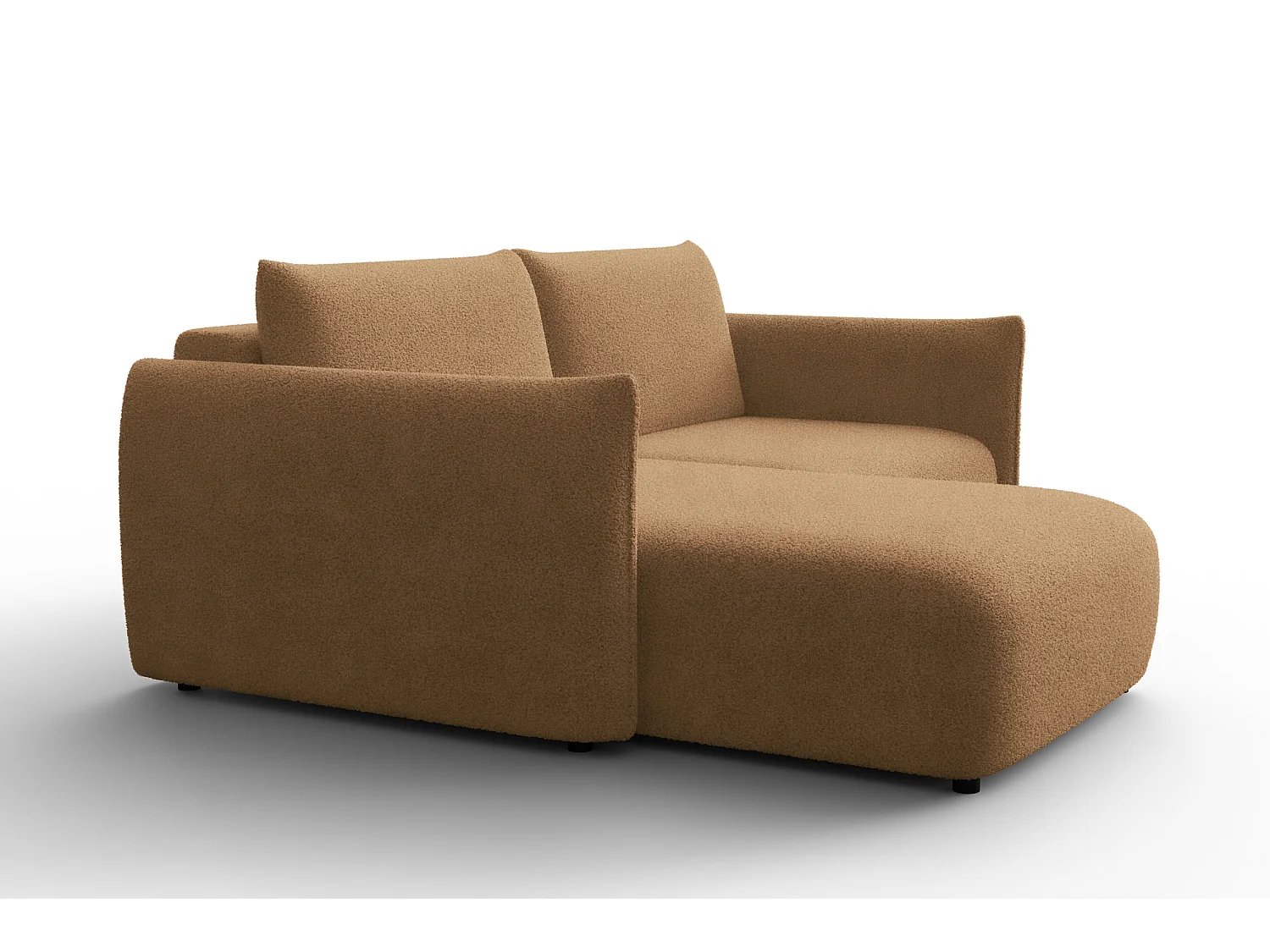 Ecksofa 3-Sitzer links TAUER, Bouclé-Stoff braun