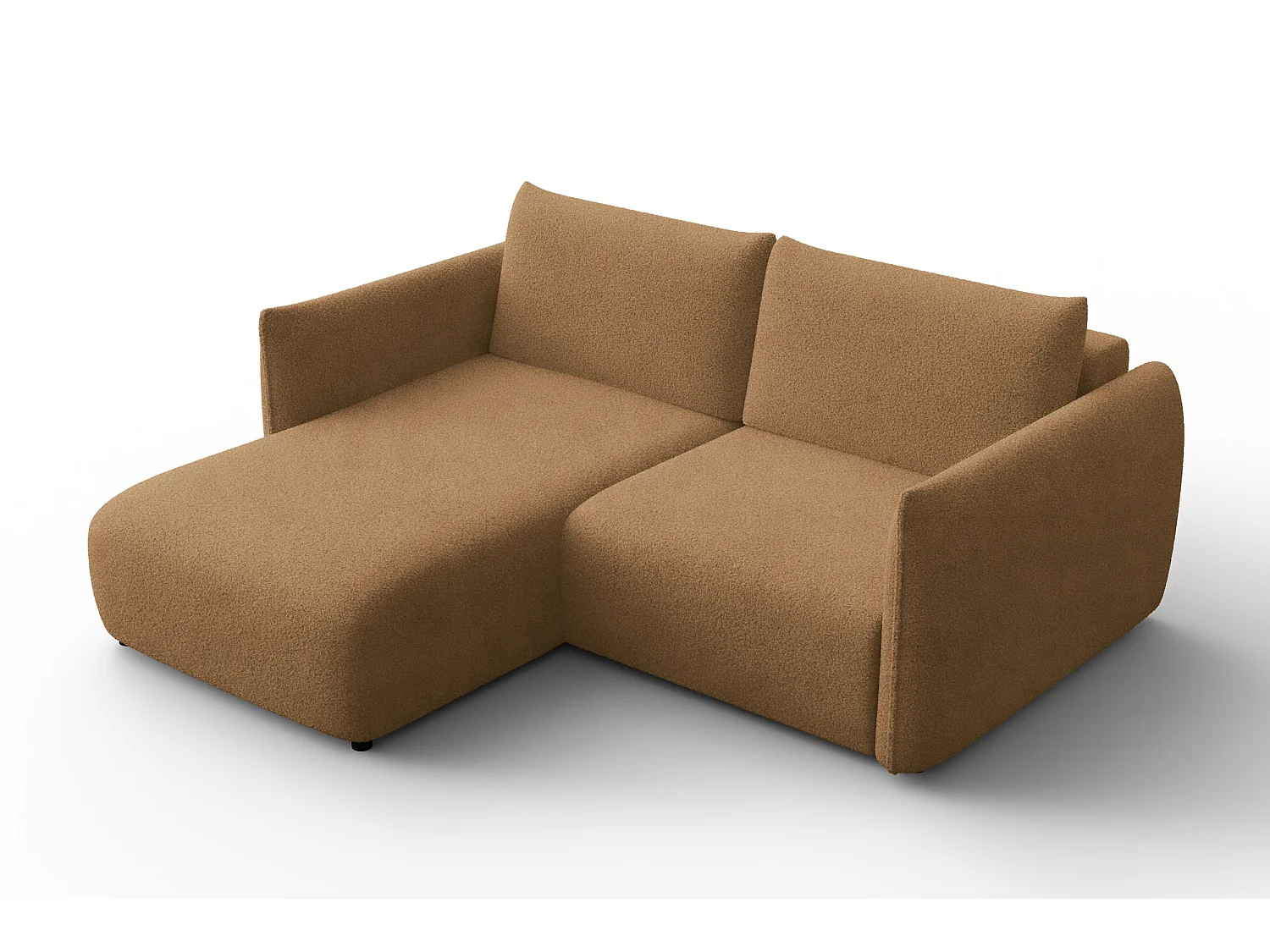 Ecksofa 3-Sitzer links TAUER, Bouclé-Stoff braun