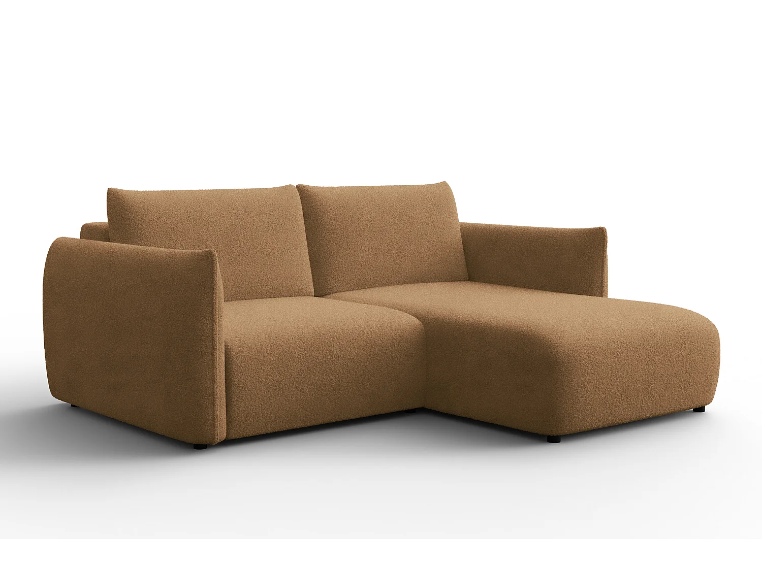 CANAPÉ D'ANGLE TAUER 3 places droit, tissu bouclé marron