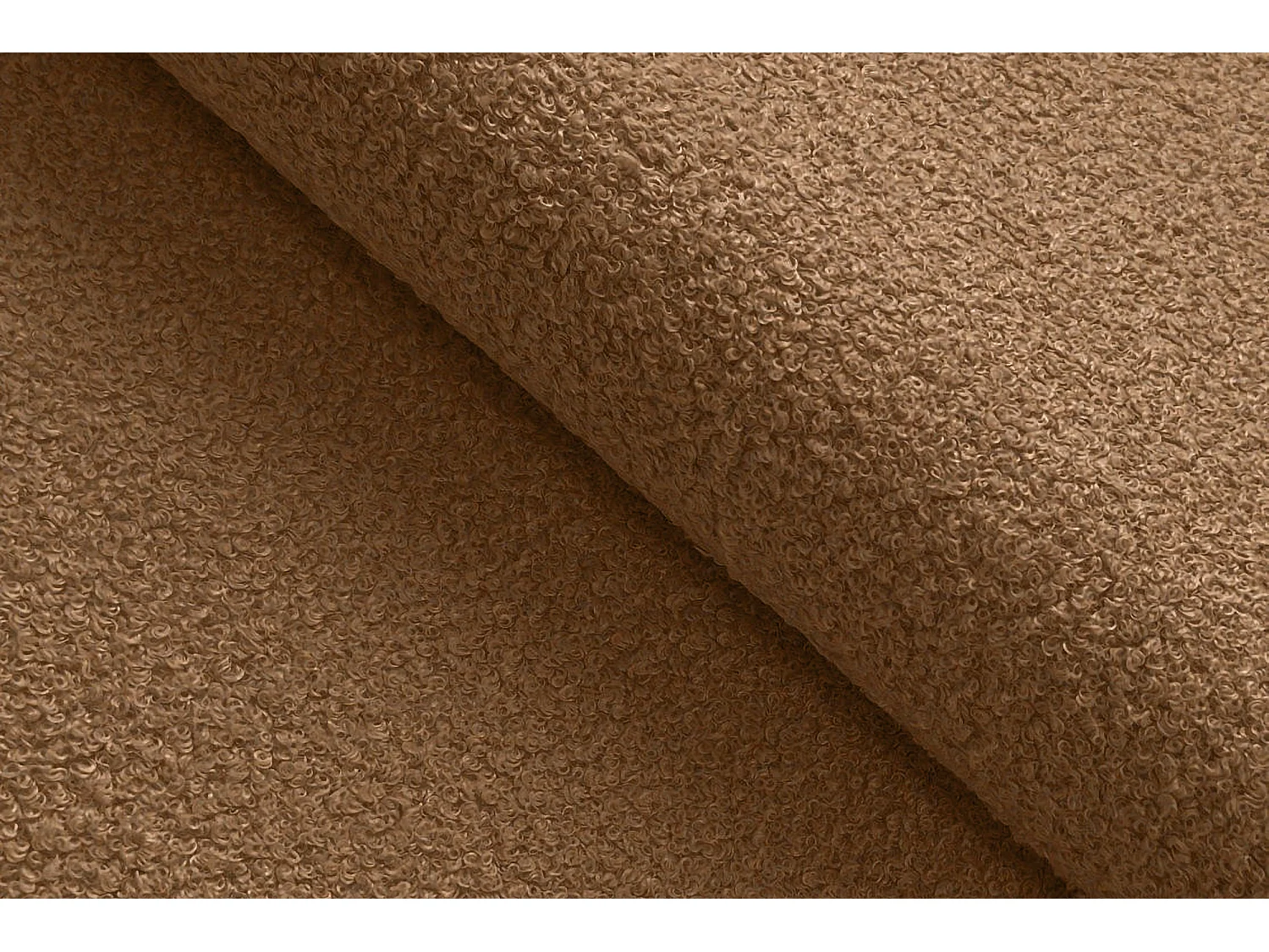 CANAPÉ D'ANGLE TAUER 3 places droit, tissu bouclé marron