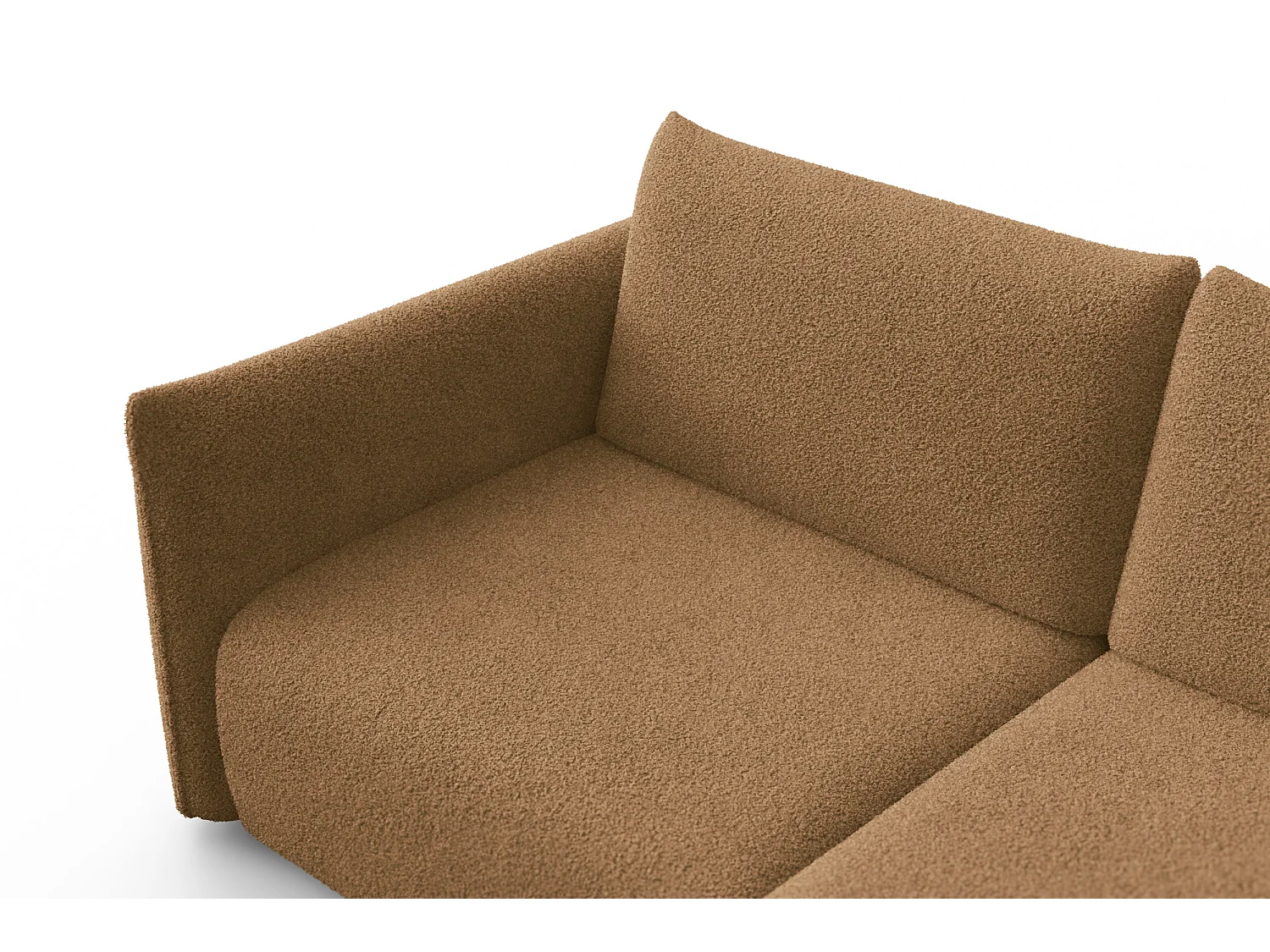 CANAPÉ D'ANGLE TAUER 3 places droit, tissu bouclé marron