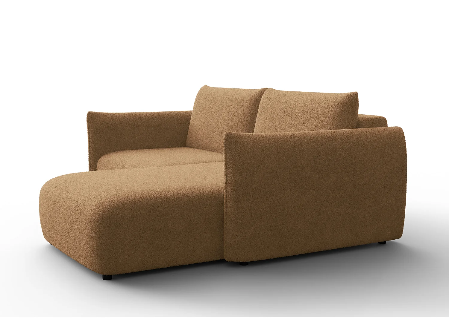 CANAPÉ D'ANGLE TAUER 3 places droit, tissu bouclé marron