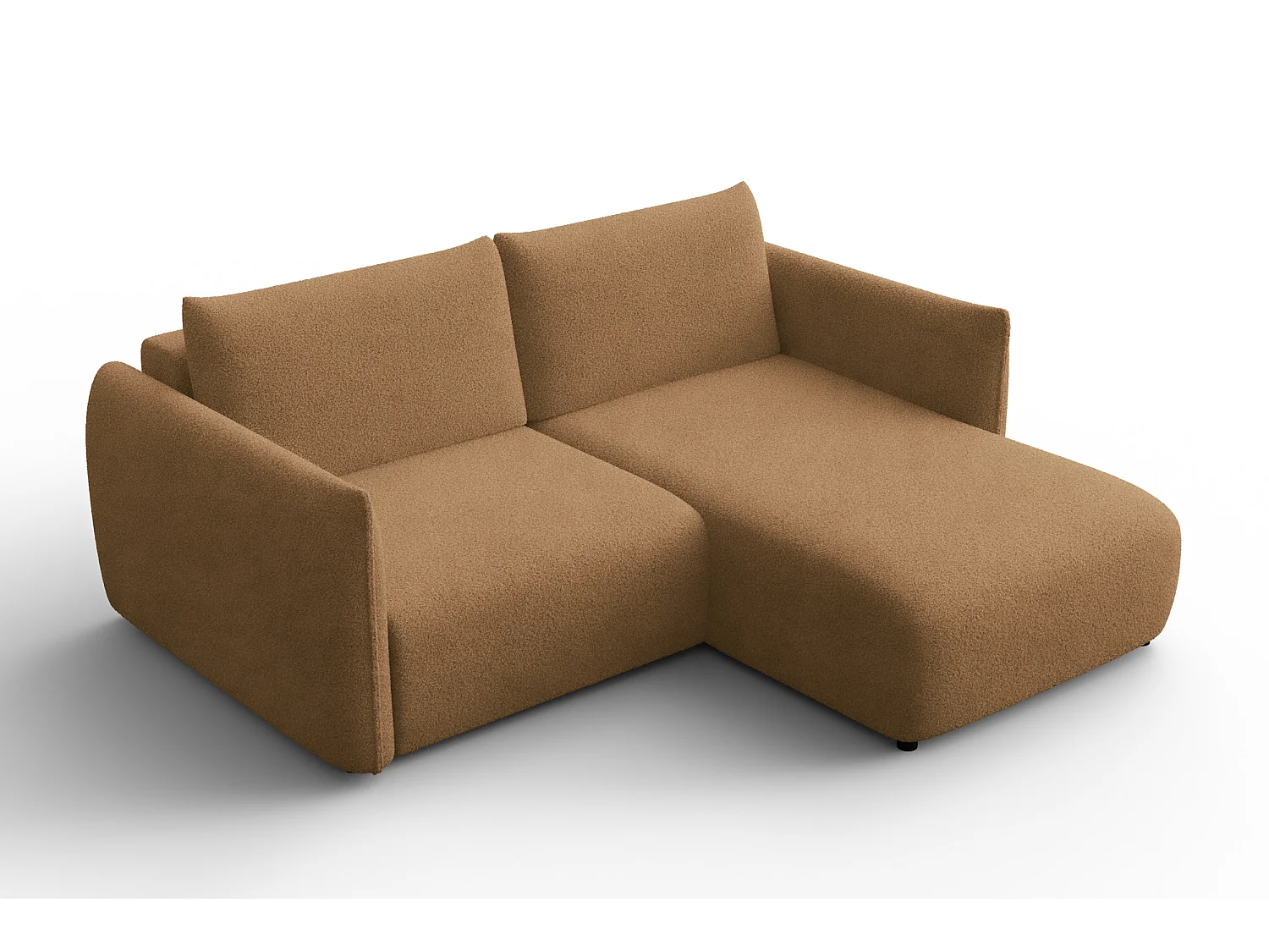 CANAPÉ D'ANGLE TAUER 3 places droit, tissu bouclé marron