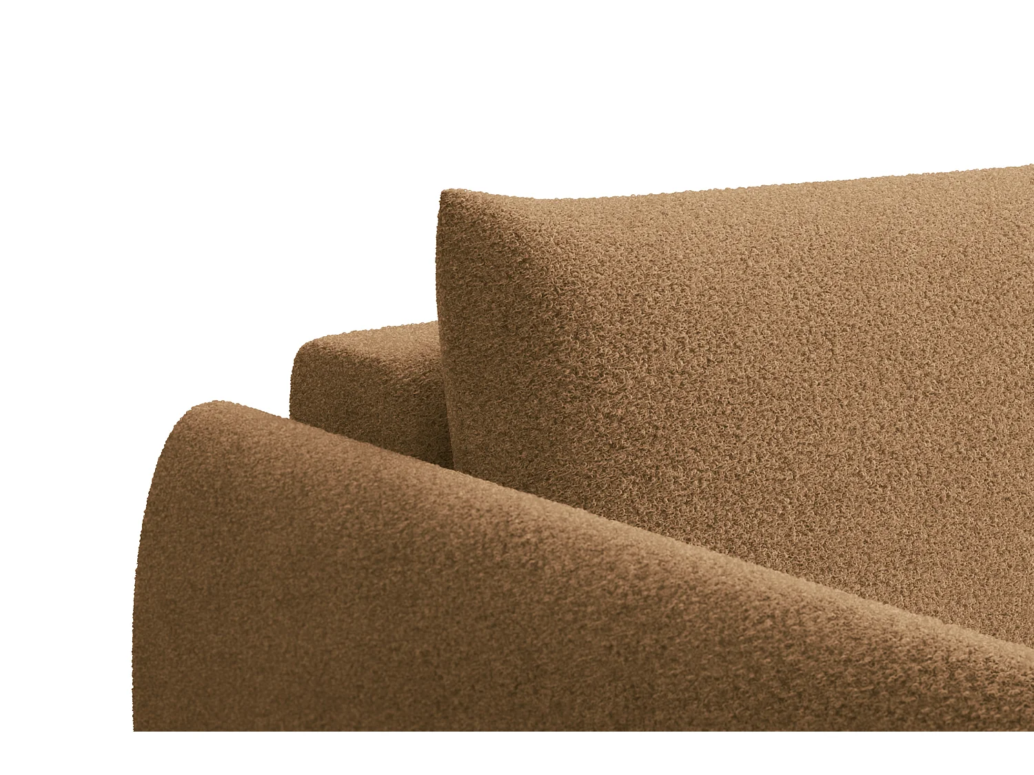 CANAPÉ D'ANGLE TAUER 3 places droit, tissu bouclé marron