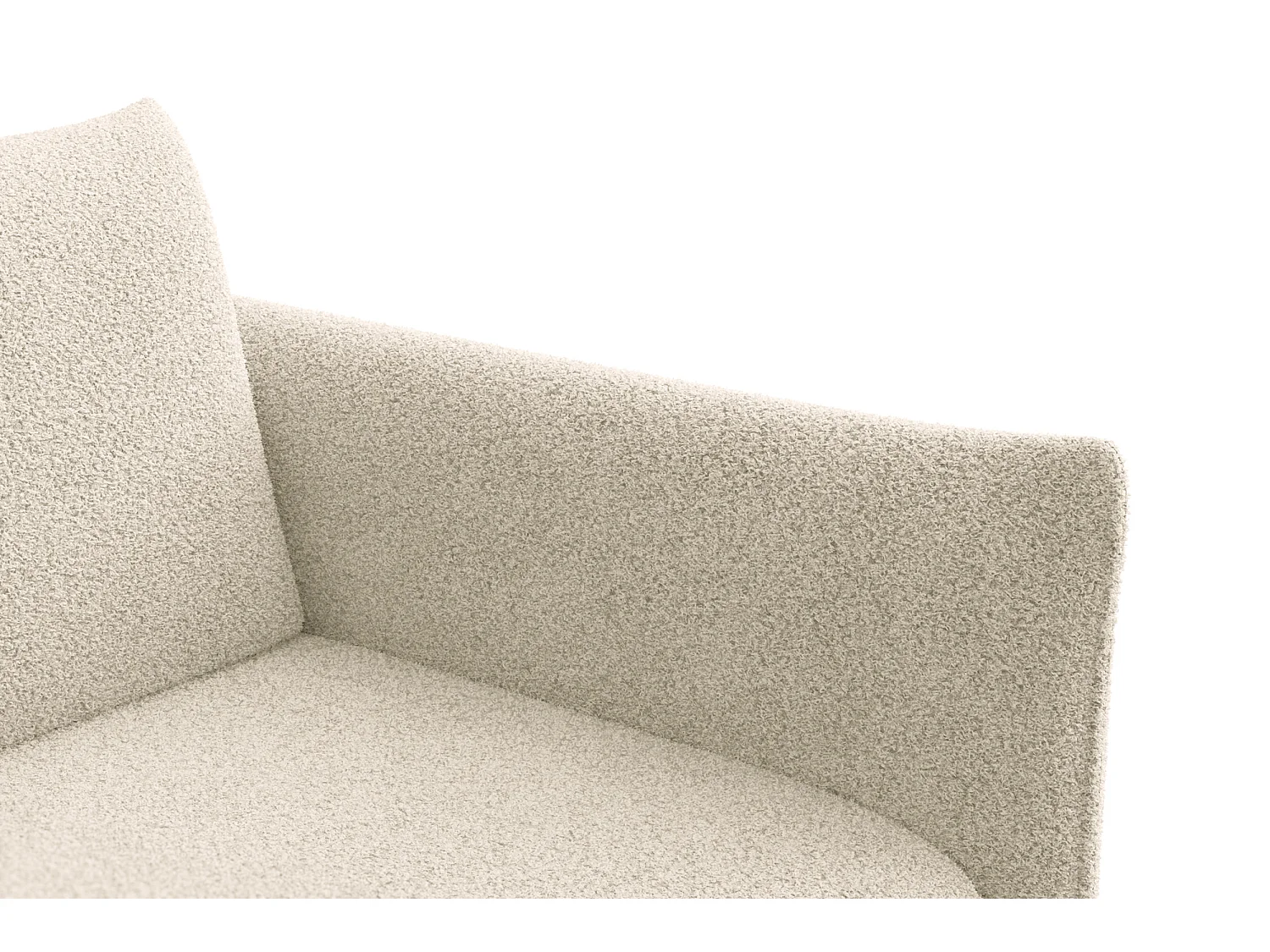 Ecksofa 3-Sitzer links TAUER, Bouclé-Stoff ecru