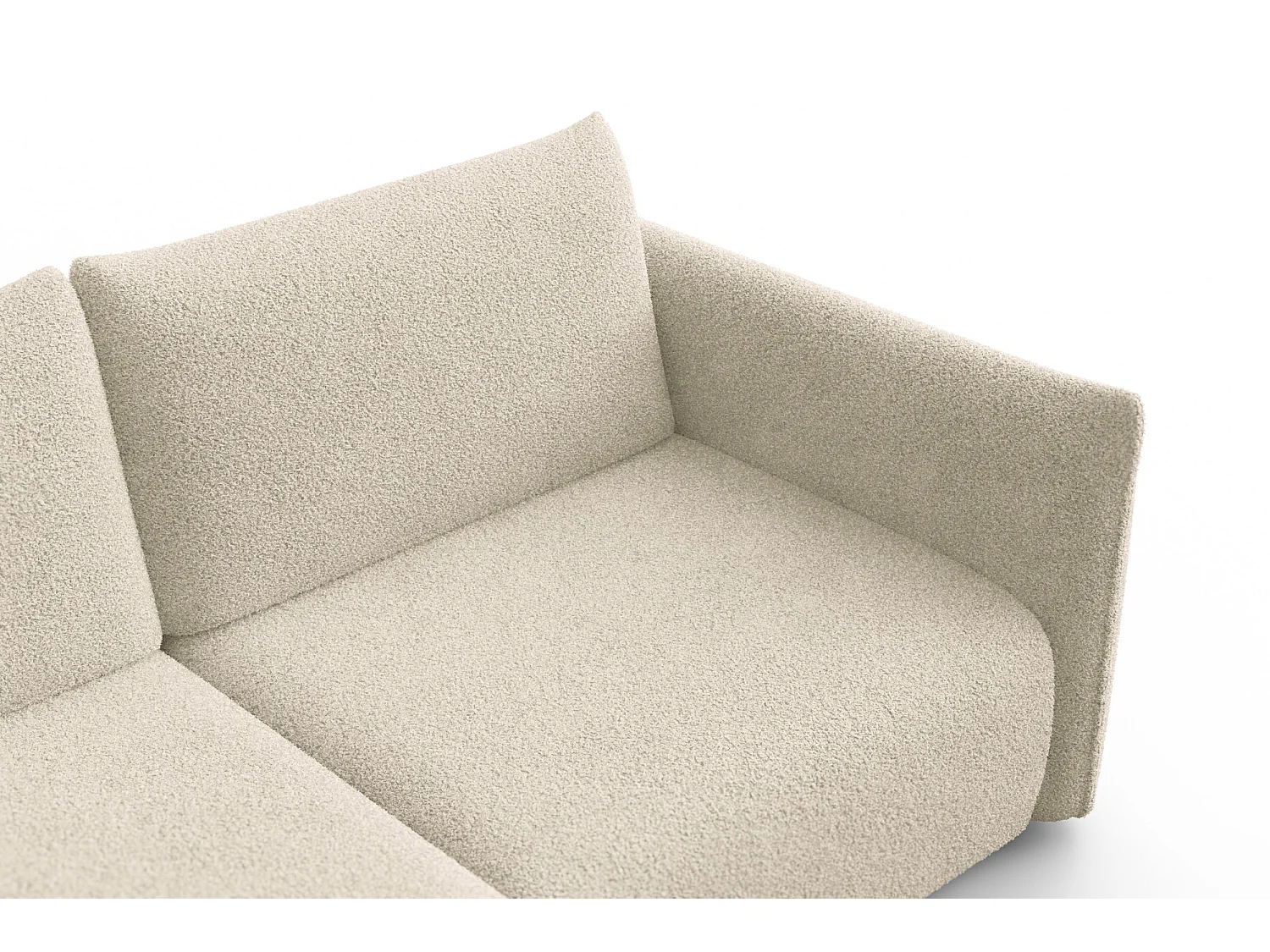 Ecksofa 3-Sitzer links TAUER, Bouclé-Stoff ecru