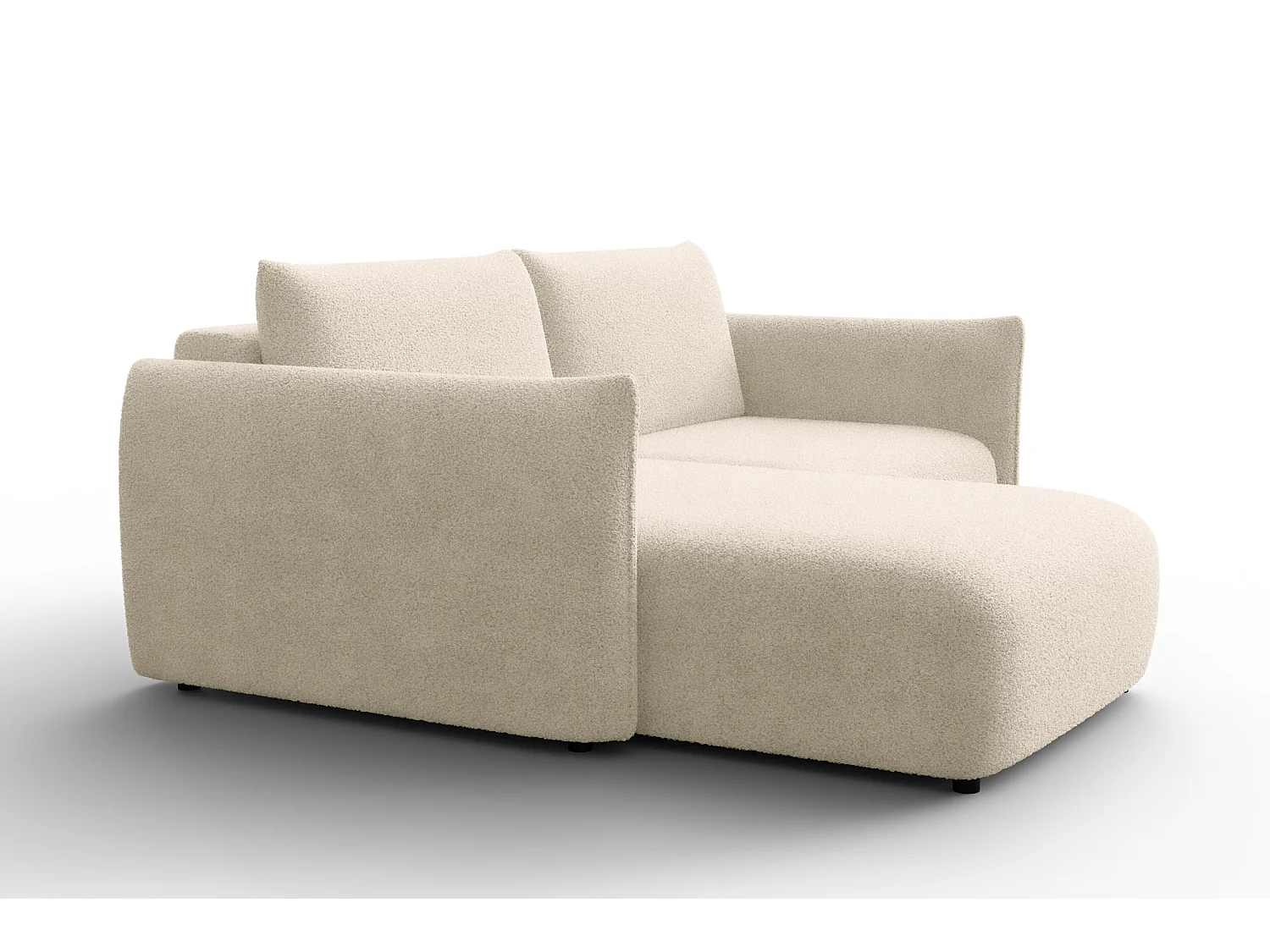 Ecksofa 3-Sitzer links TAUER, Bouclé-Stoff ecru