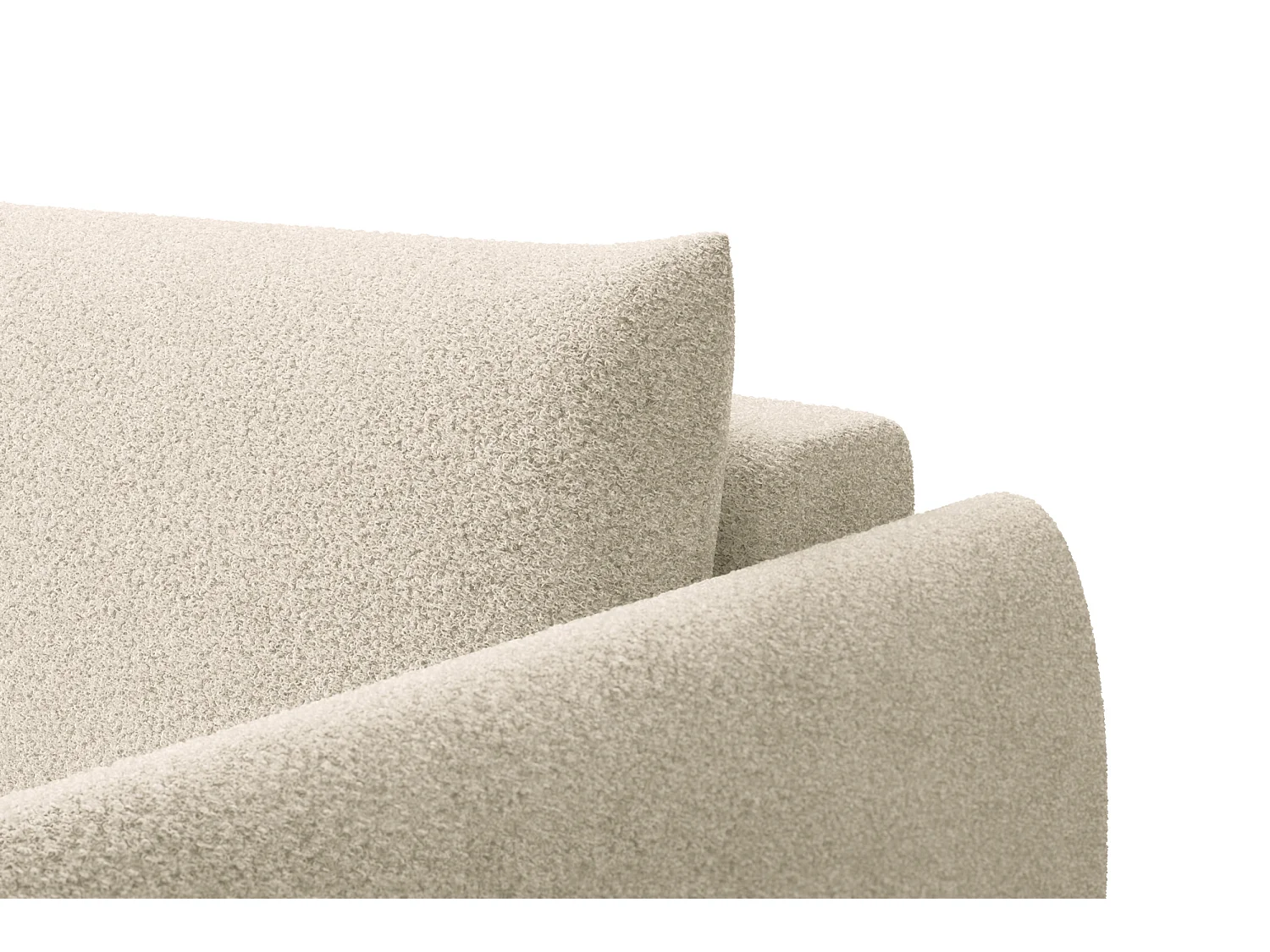 Ecksofa 3-Sitzer links TAUER, Bouclé-Stoff ecru