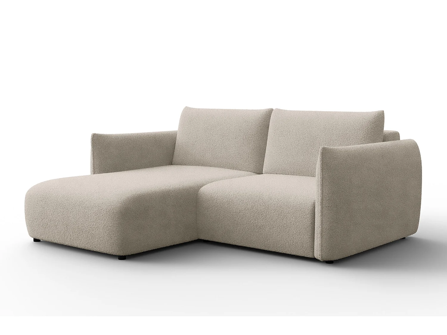 CANAPÉ D'ANGLE TAUER 3 places gauche, tissu bouclé beige