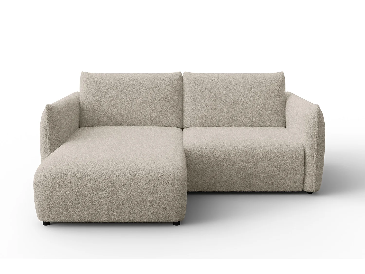 CANAPÉ D'ANGLE TAUER 3 places gauche, tissu bouclé beige