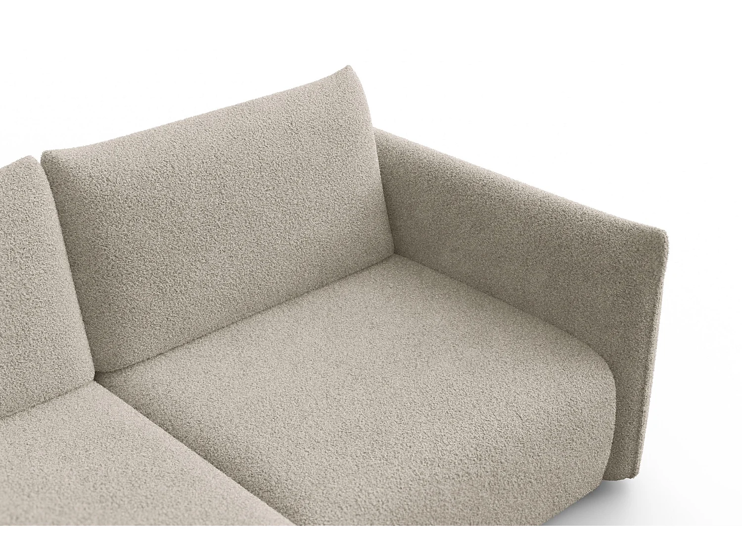 CANAPÉ D'ANGLE TAUER 3 places gauche, tissu bouclé beige