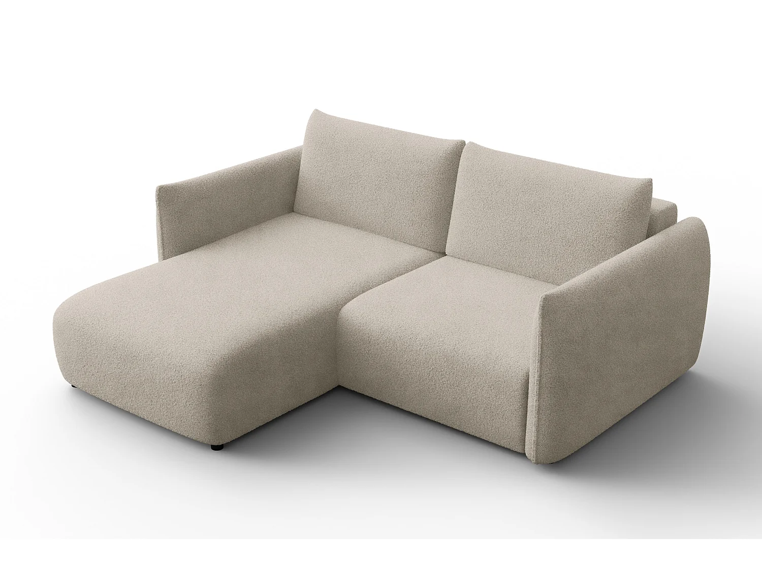 CANAPÉ D'ANGLE TAUER 3 places gauche, tissu bouclé beige