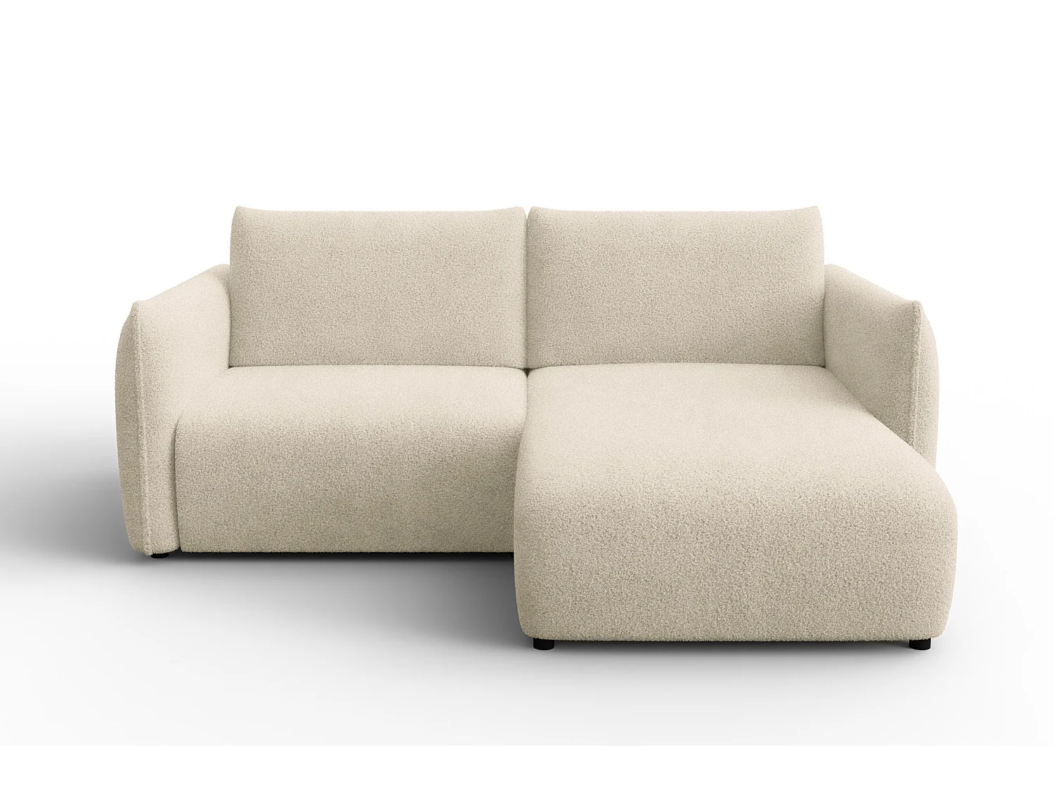 CANAPÉ D'ANGLE TAUER 3 places droit, tissu bouclé écru