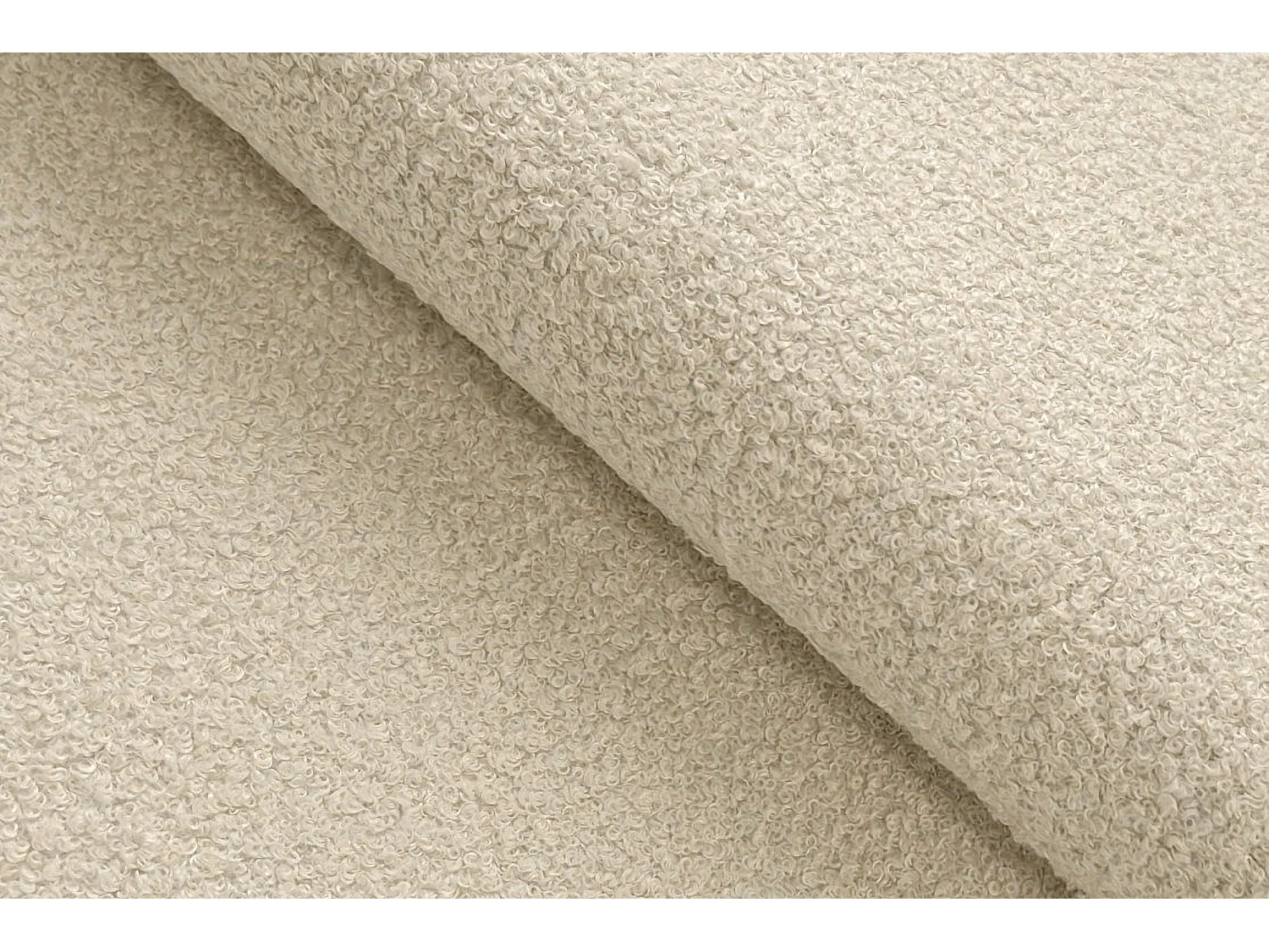 CANAPÉ D'ANGLE TAUER 3 places droit, tissu bouclé écru