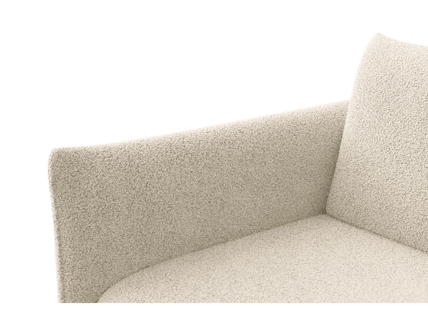 CANAPÉ D'ANGLE TAUER 3 places droit, tissu bouclé écru