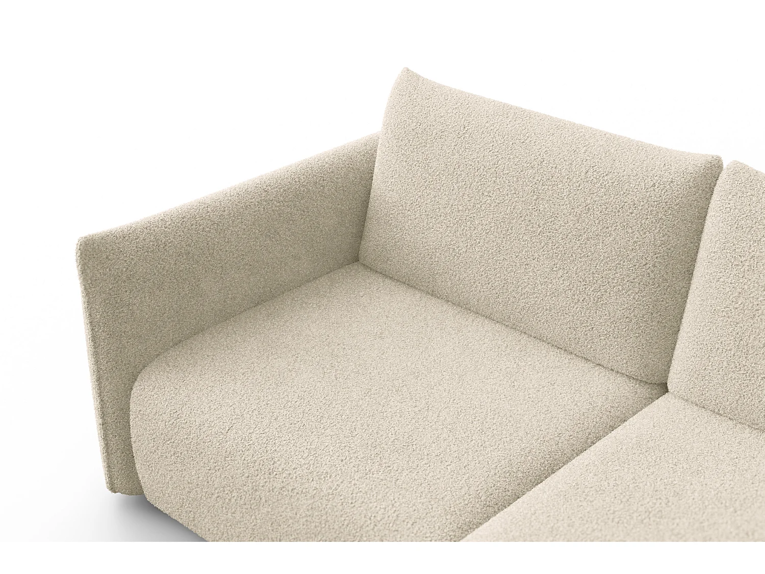 CANAPÉ D'ANGLE TAUER 3 places droit, tissu bouclé écru