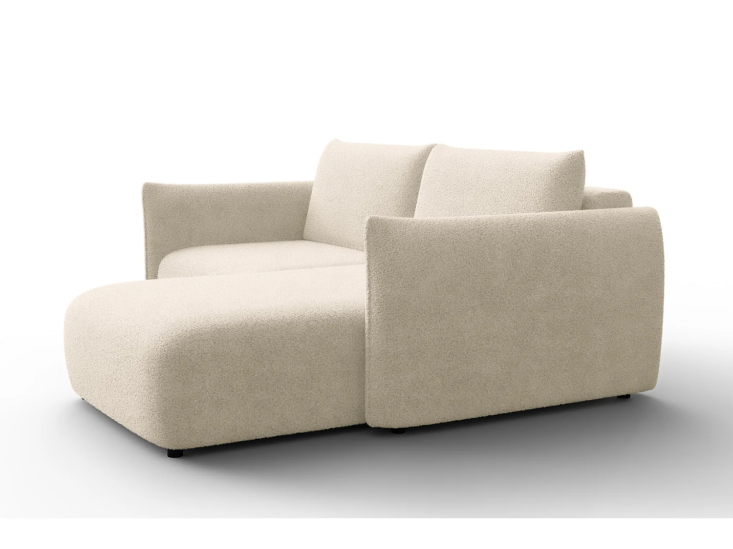 CANAPÉ D'ANGLE TAUER 3 places droit, tissu bouclé écru