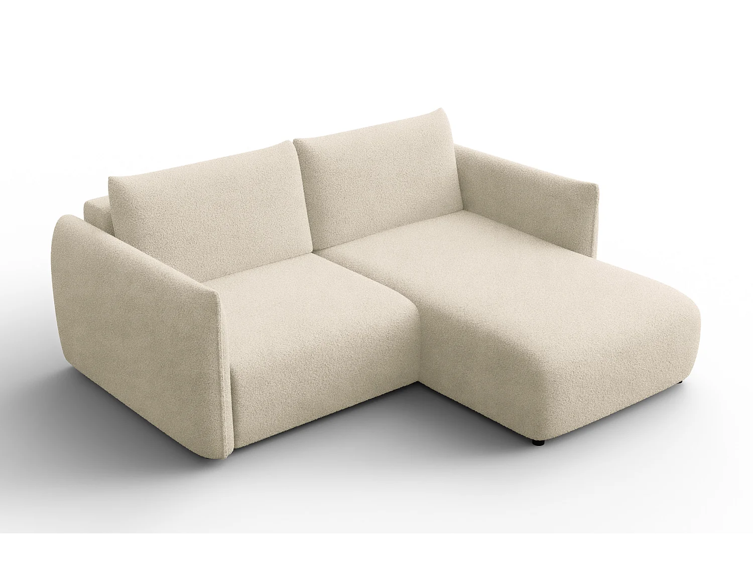 CANAPÉ D'ANGLE TAUER 3 places droit, tissu bouclé écru