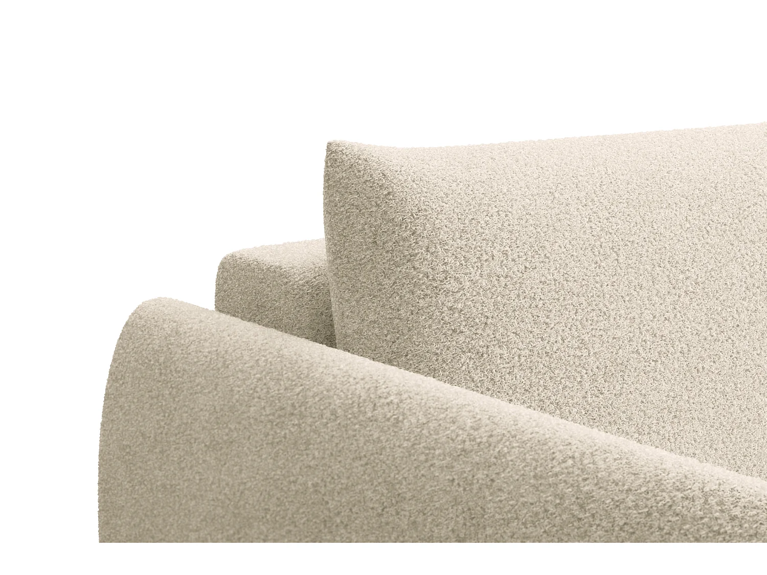 CANAPÉ D'ANGLE TAUER 3 places droit, tissu bouclé écru