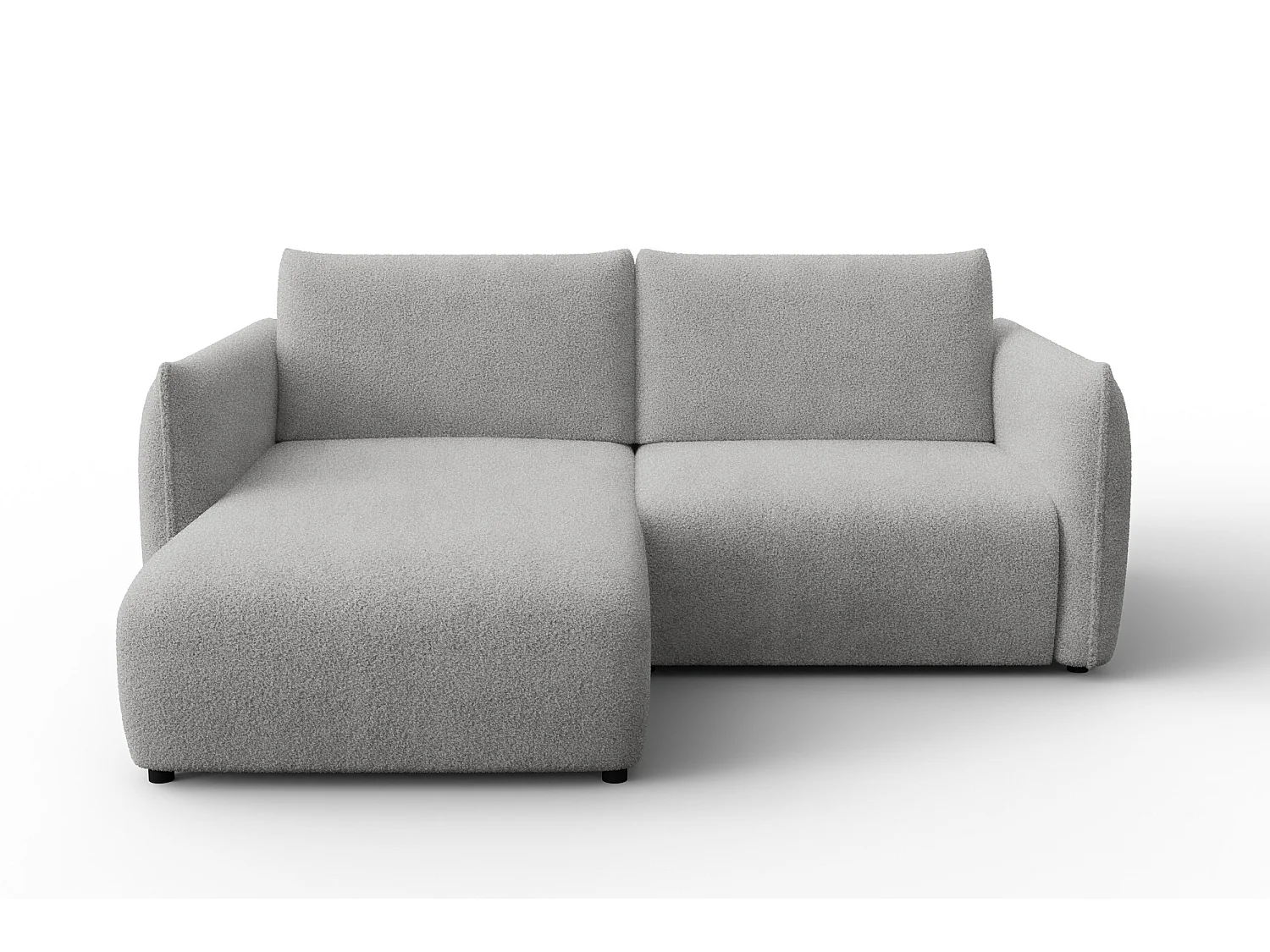 Ecksofa 3-Sitzer links TAUER, Bouclé-Stoff hellgrau