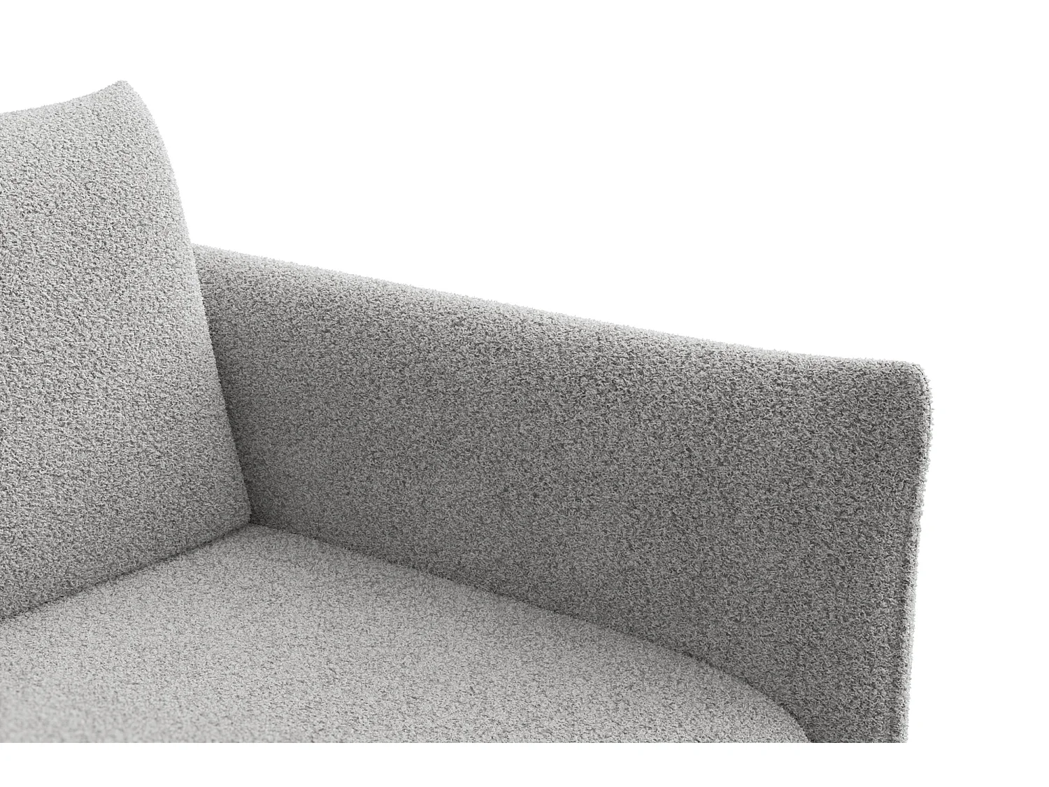Ecksofa 3-Sitzer links TAUER, Bouclé-Stoff hellgrau