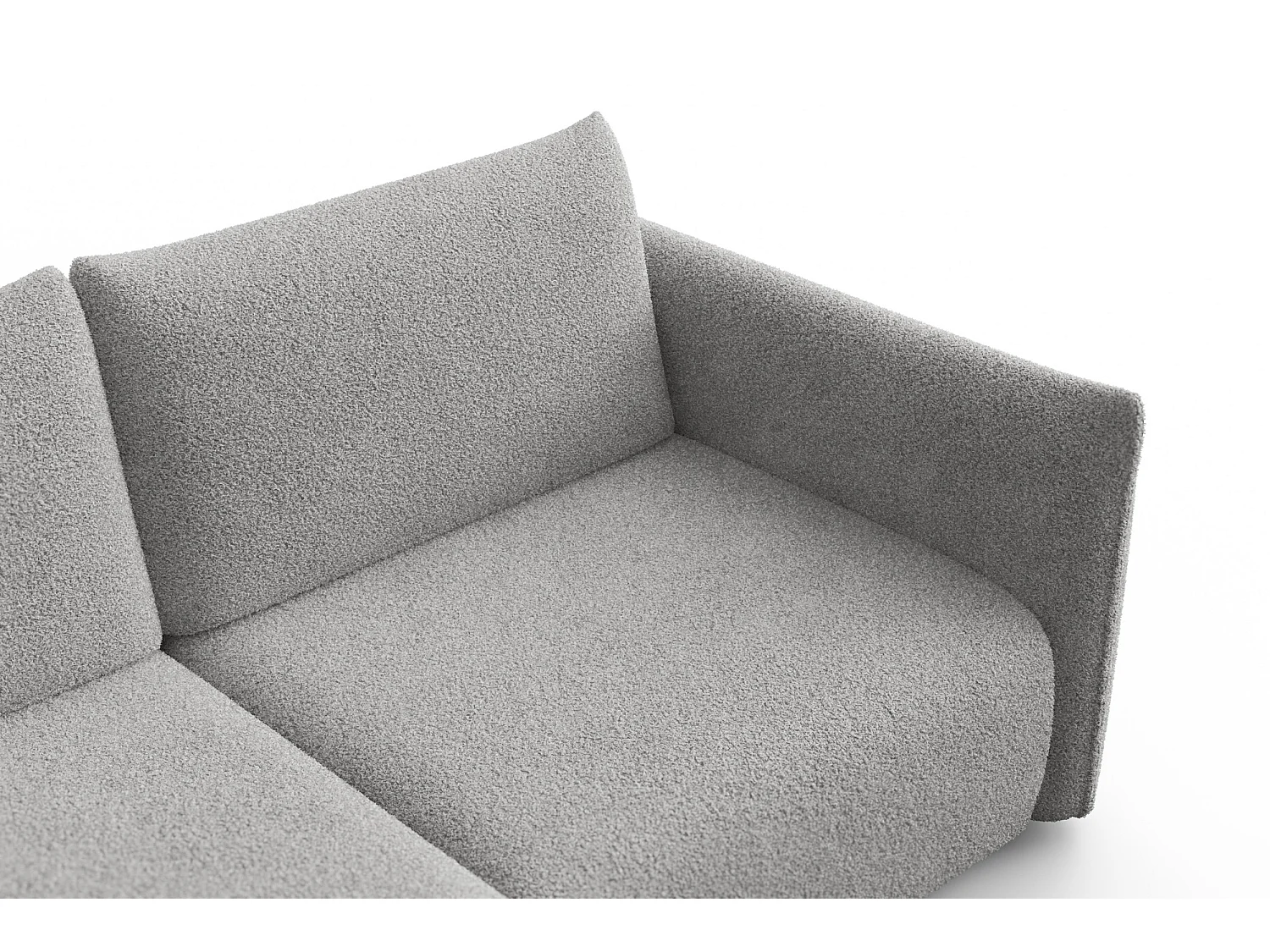 Ecksofa 3-Sitzer links TAUER, Bouclé-Stoff hellgrau