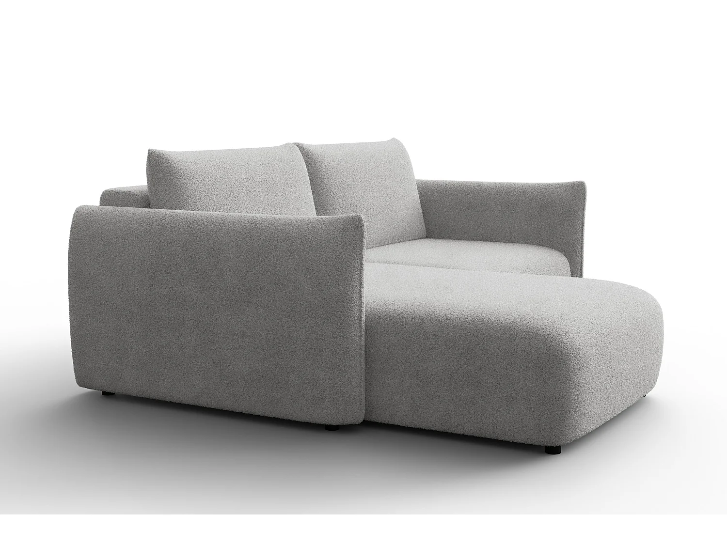 Ecksofa 3-Sitzer links TAUER, Bouclé-Stoff hellgrau