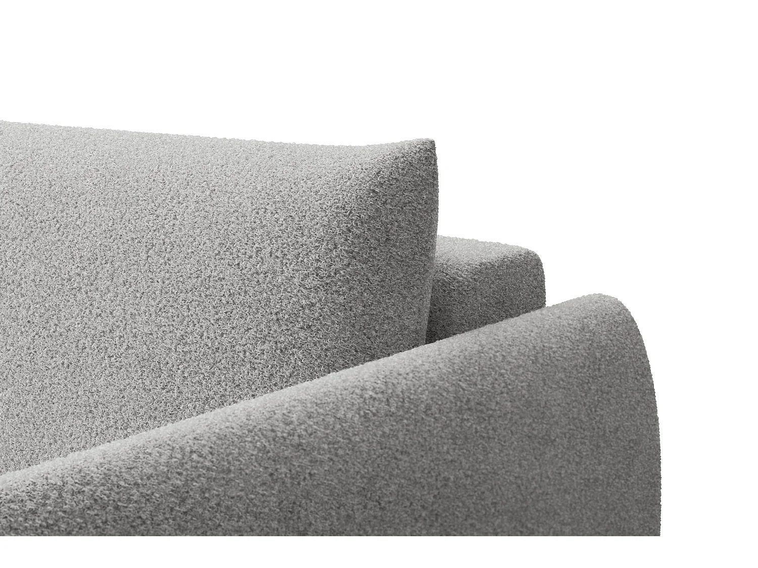 Ecksofa 3-Sitzer links TAUER, Bouclé-Stoff hellgrau