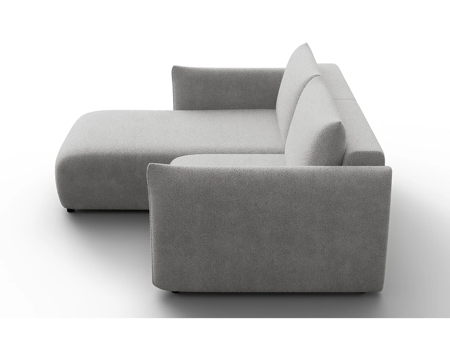 Ecksofa 3-Sitzer links TAUER, Bouclé-Stoff hellgrau