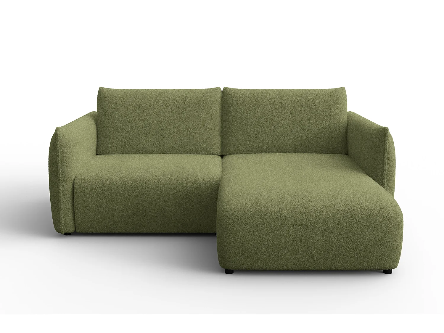 CANAPÉ D'ANGLE TAUER 3 places droit, tissu bouclé vert