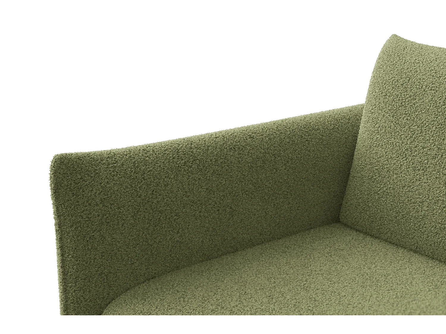 CANAPÉ D'ANGLE TAUER 3 places droit, tissu bouclé vert